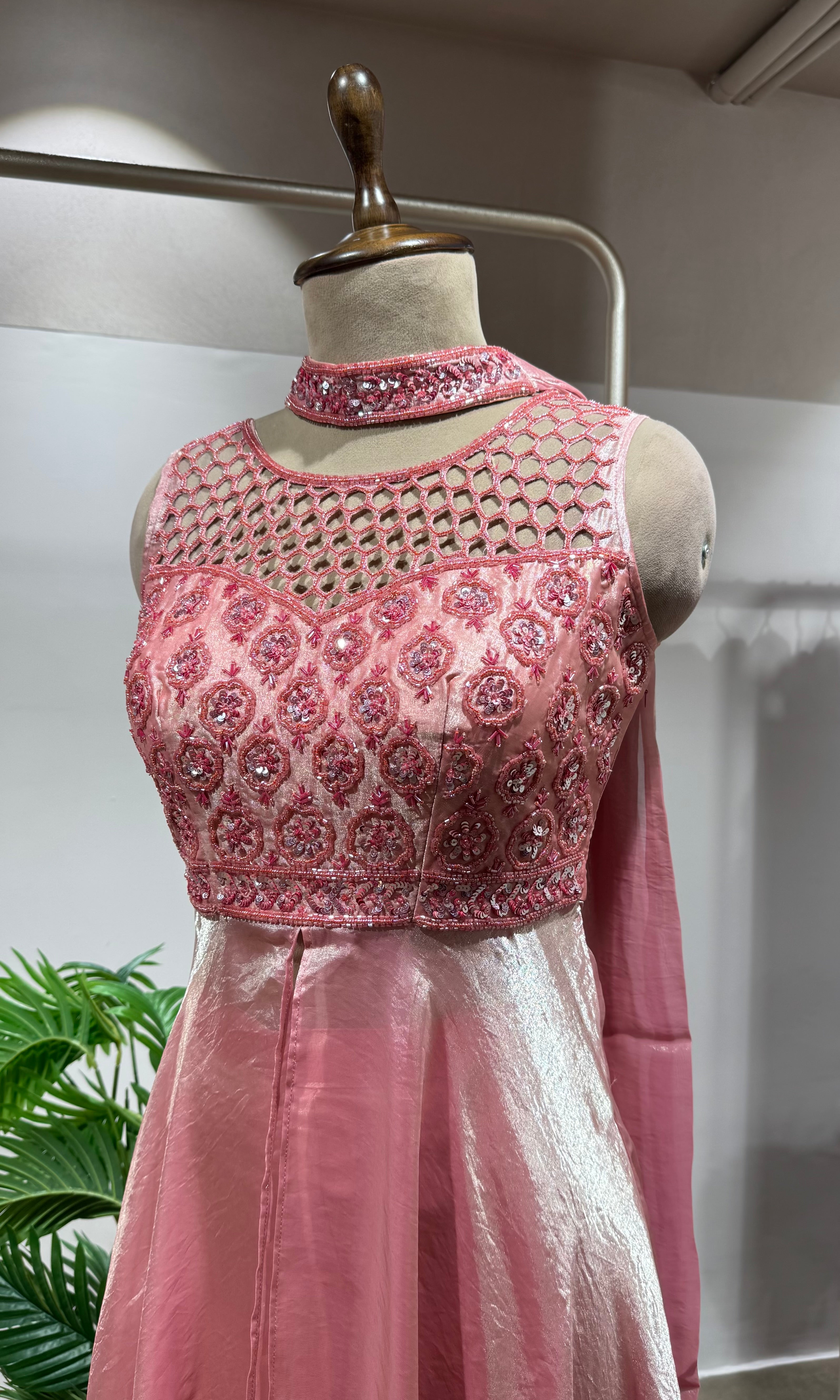 GOLD Shimmer ararkali with palazzo pants