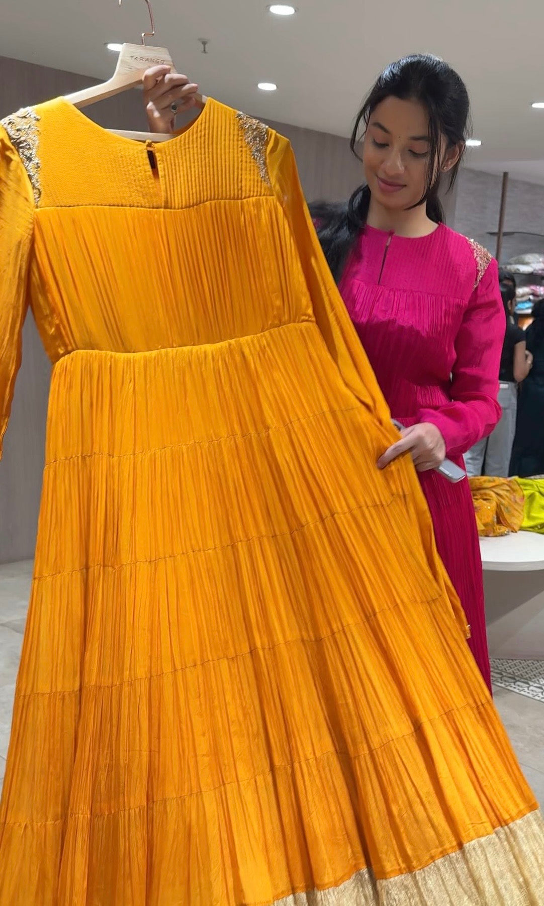 ORANGE Anarkali gown with gold border