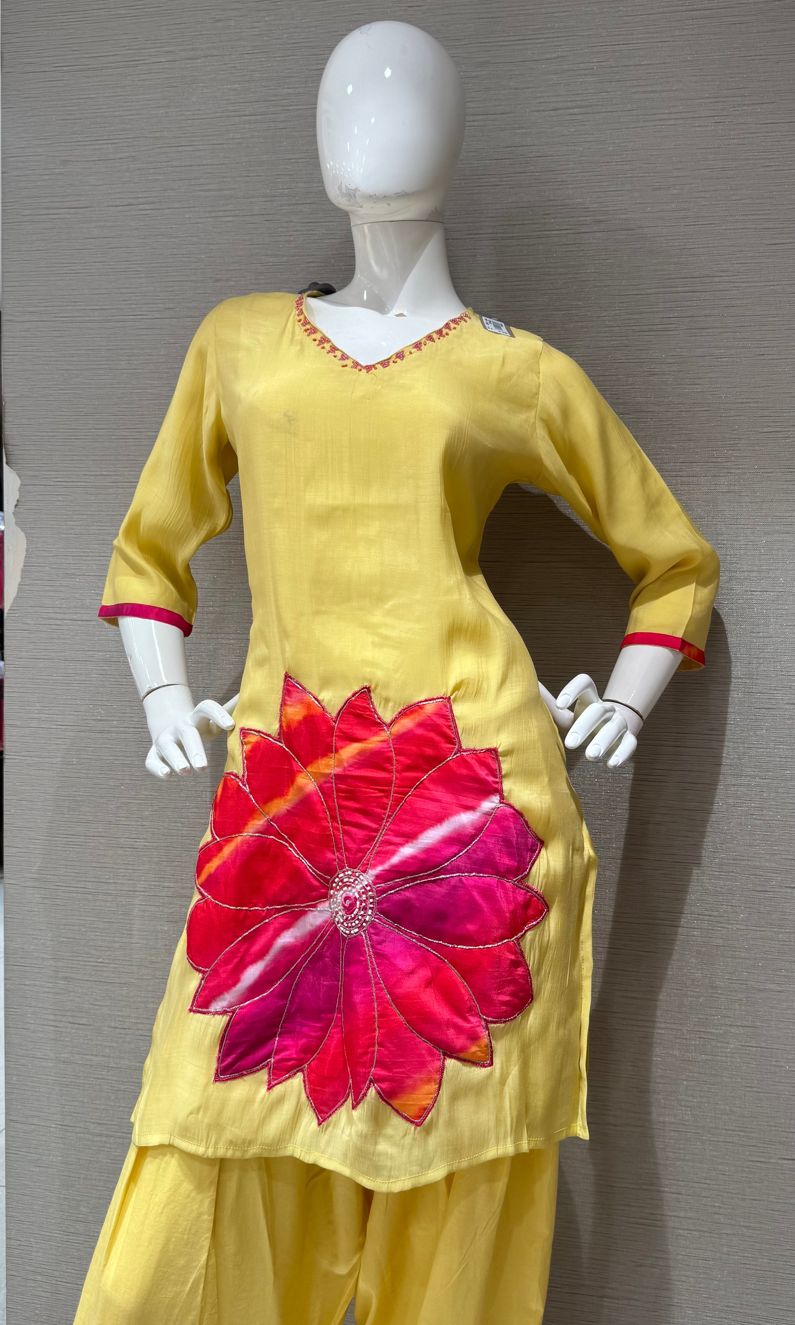 Light Yellow Floral Farsi salwar kurta set