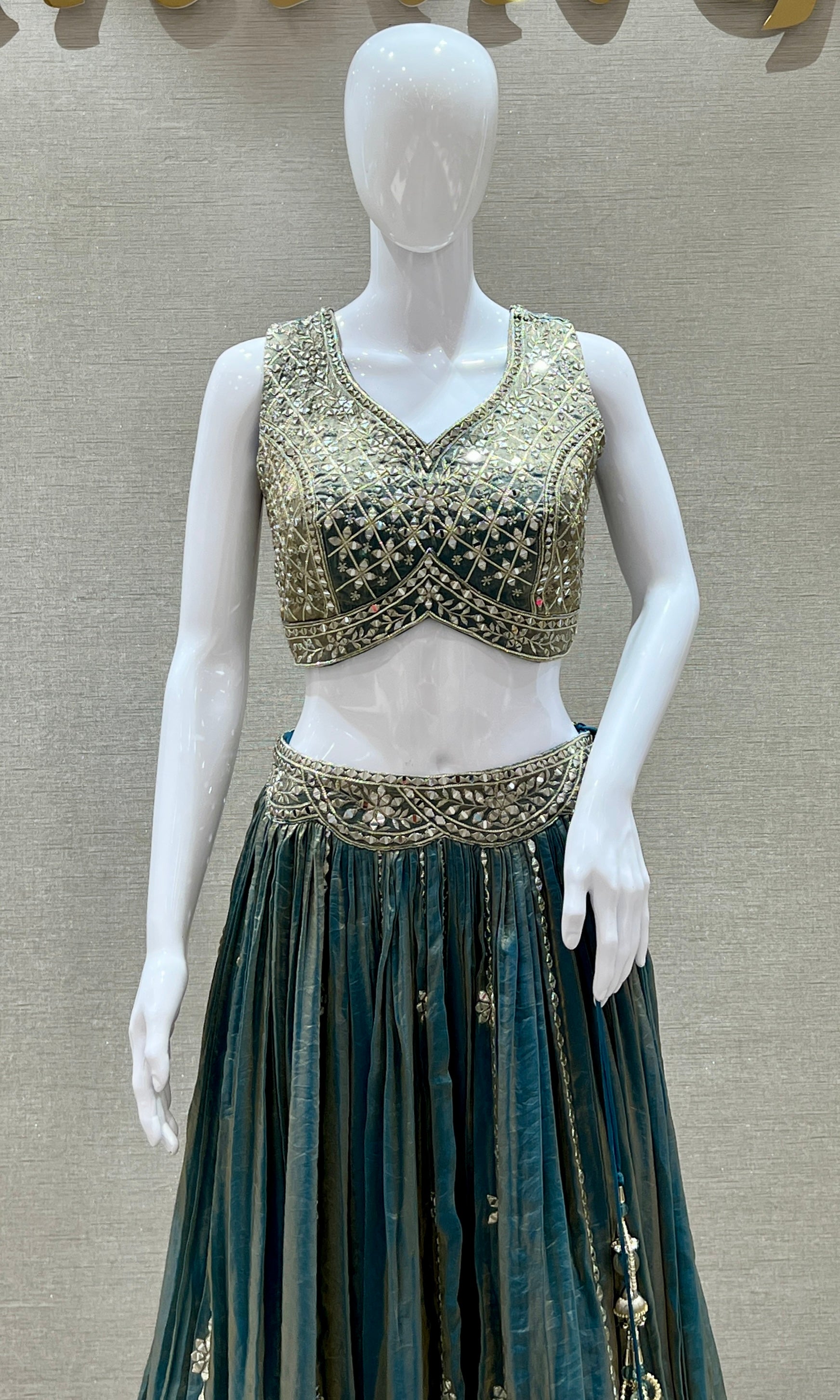 Ocean Gleam Mirror Lehenga Set