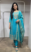 Blue Regal Gold Zari Silk KURTA SET