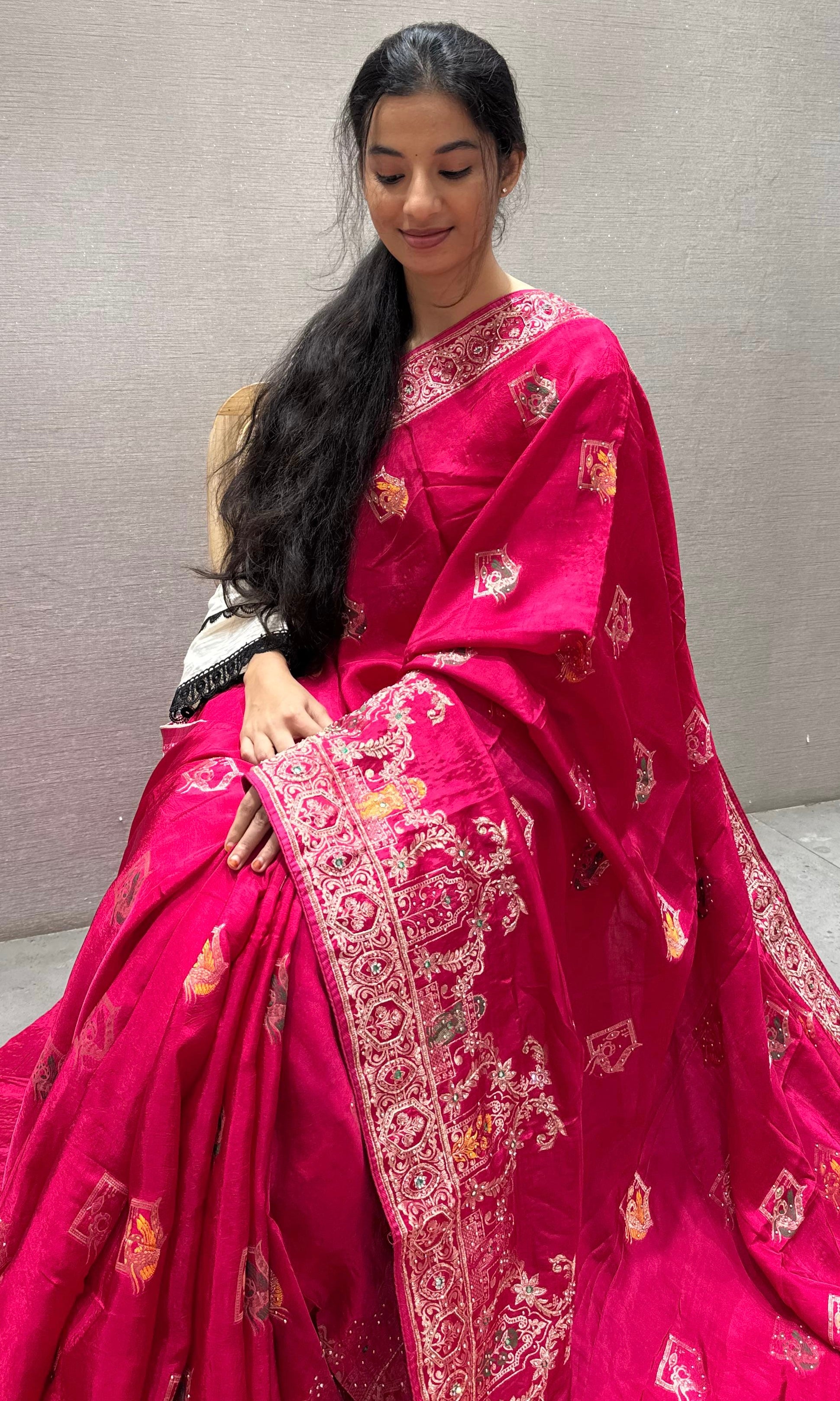 Pink Banarasi saree