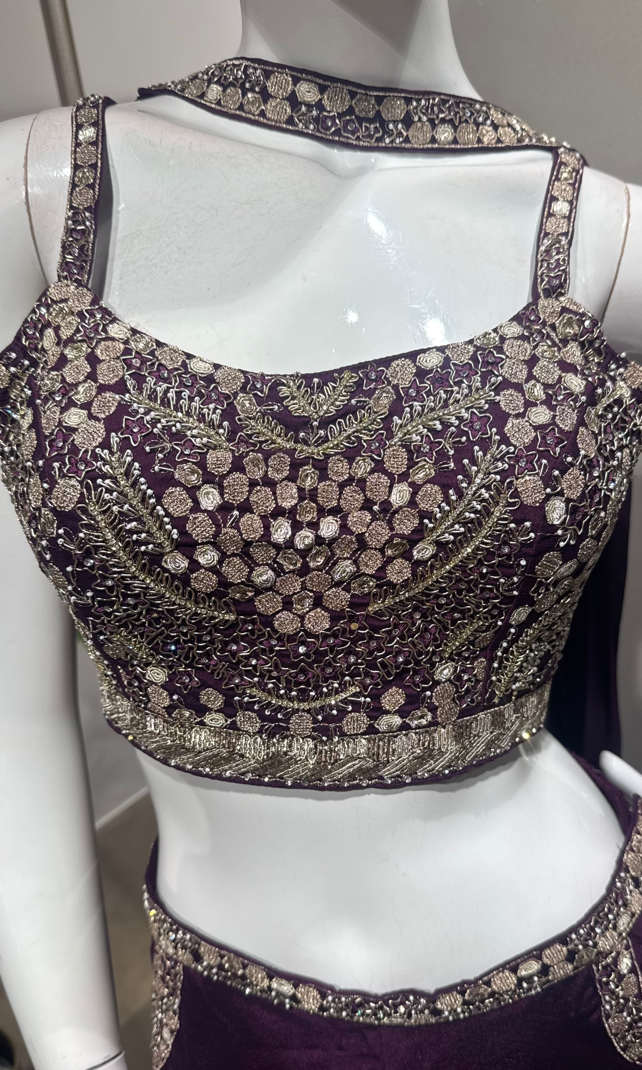 Wine Georgette Crop Top & Palazzo Set
