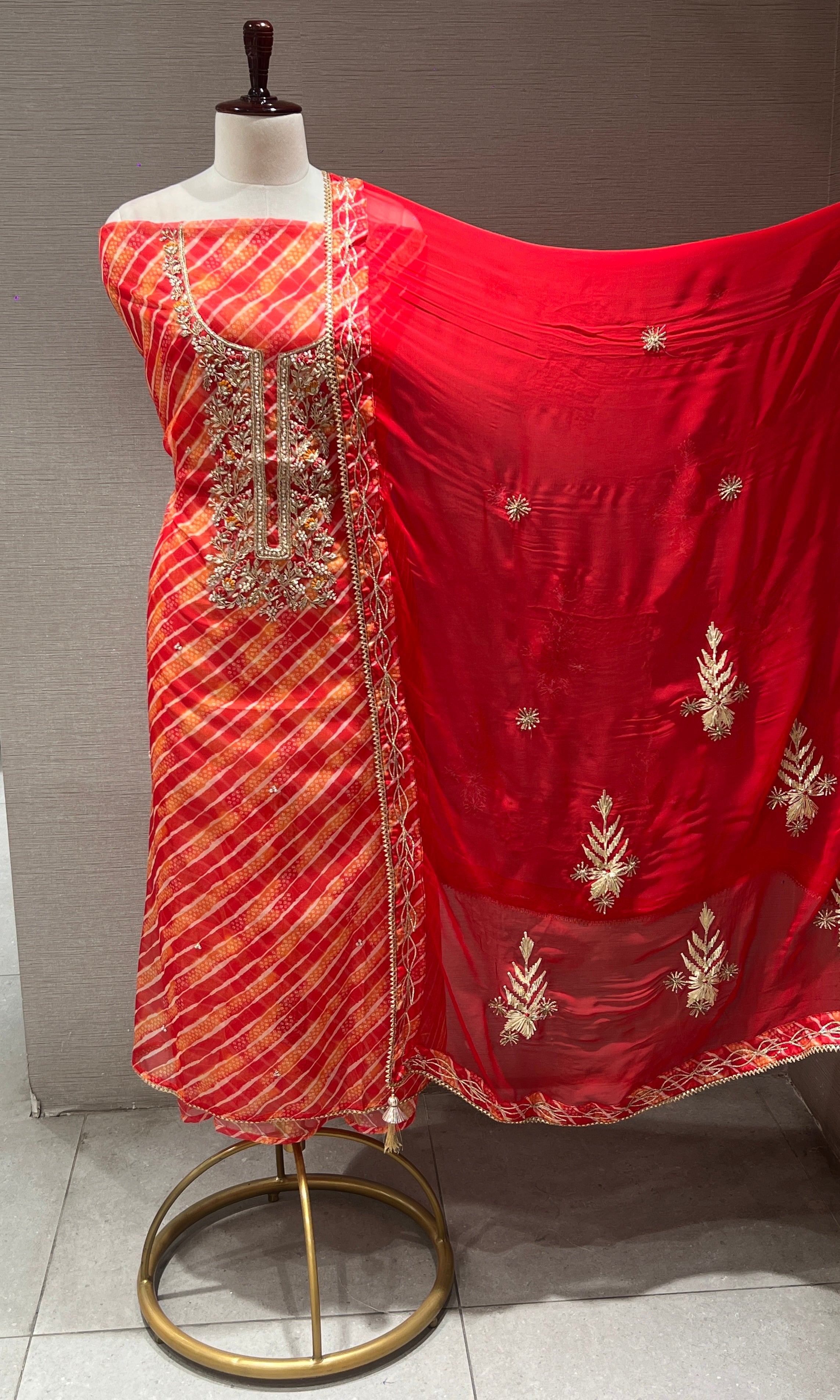 Orange dress material (party wear)