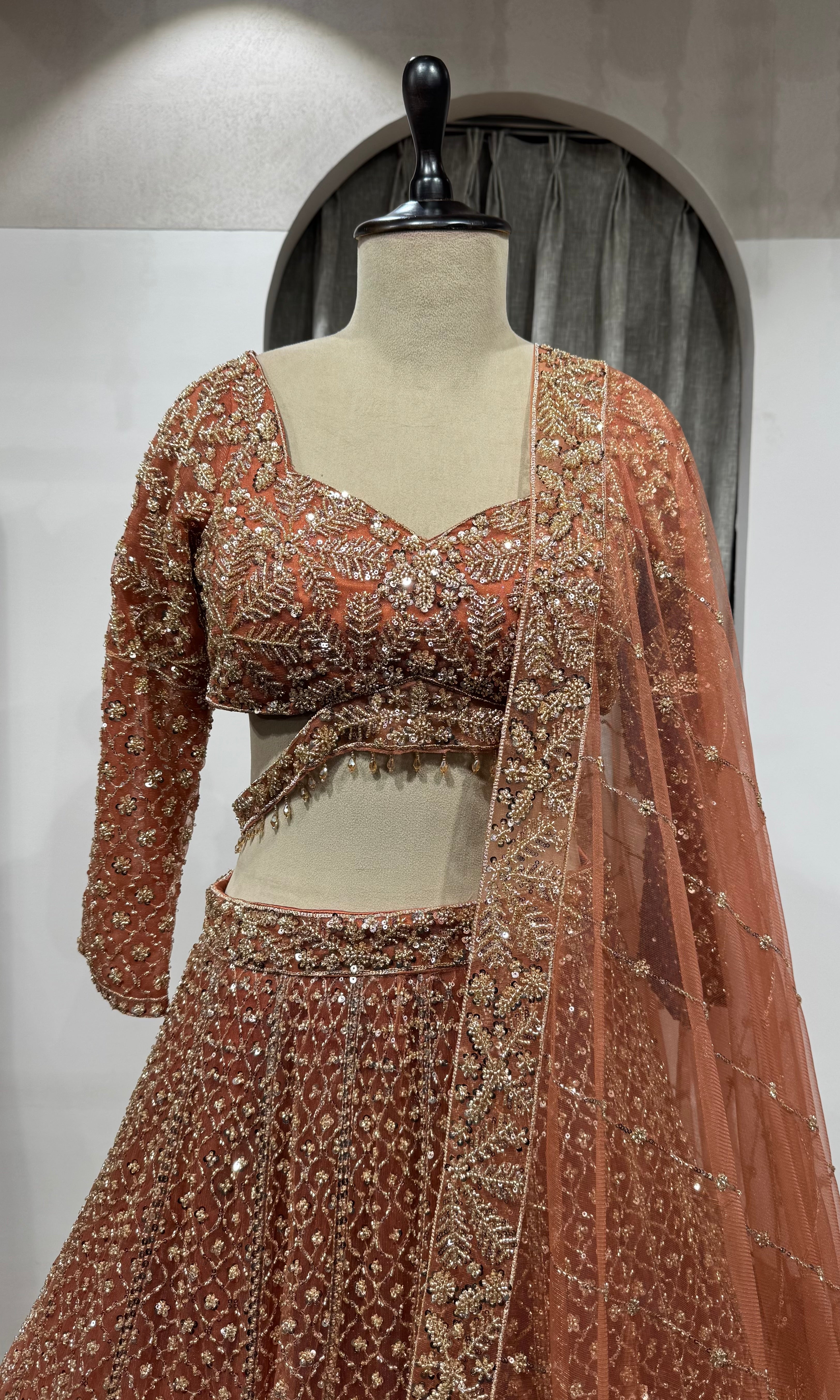 Rust Orange Georgette Lehenga set