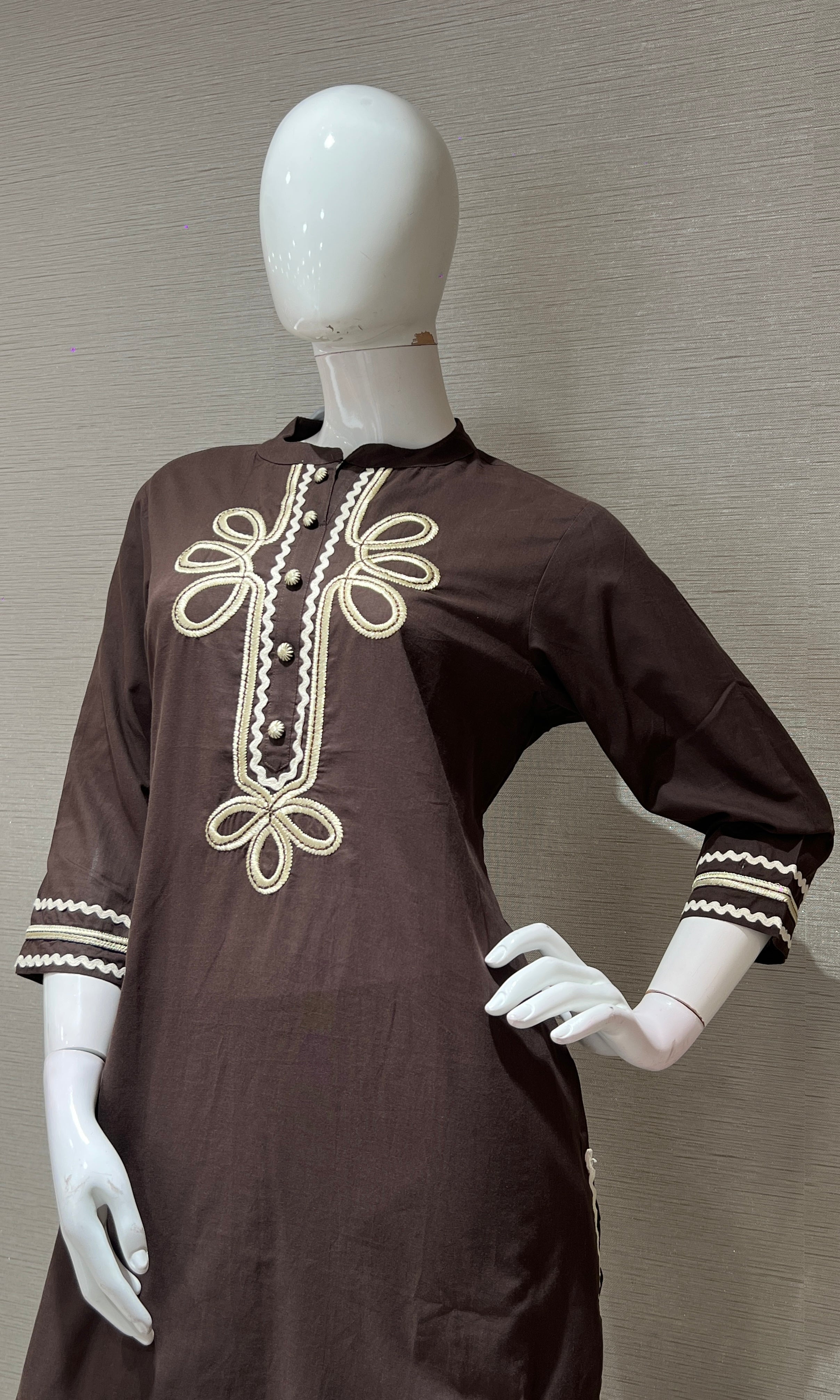 Brown FLORAL KURTA SET WITH PALAZZO PANTS