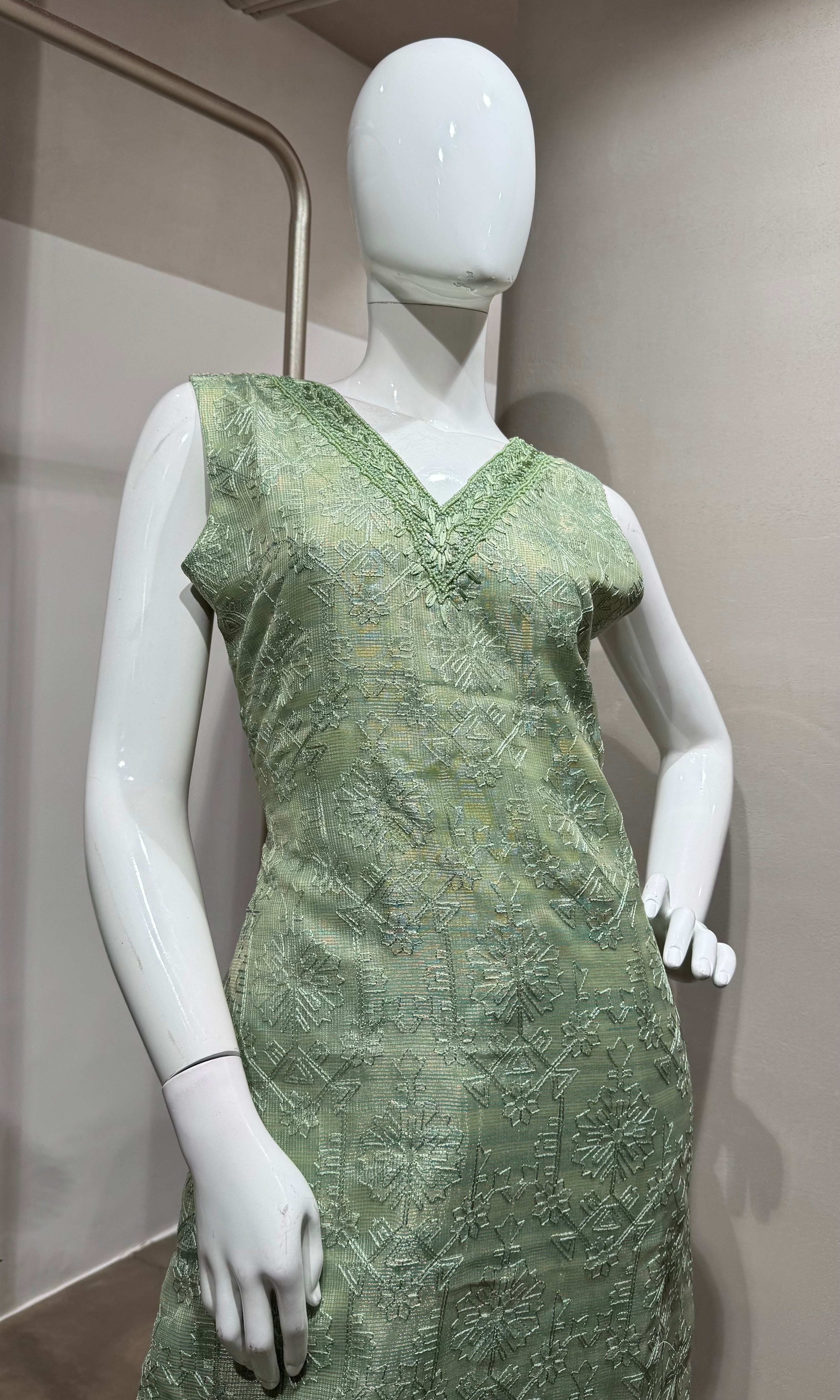 Pista Green Banarasi Silk kurta set