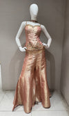 Peach Shimmer Corset Top and Stoned Palazzo Set