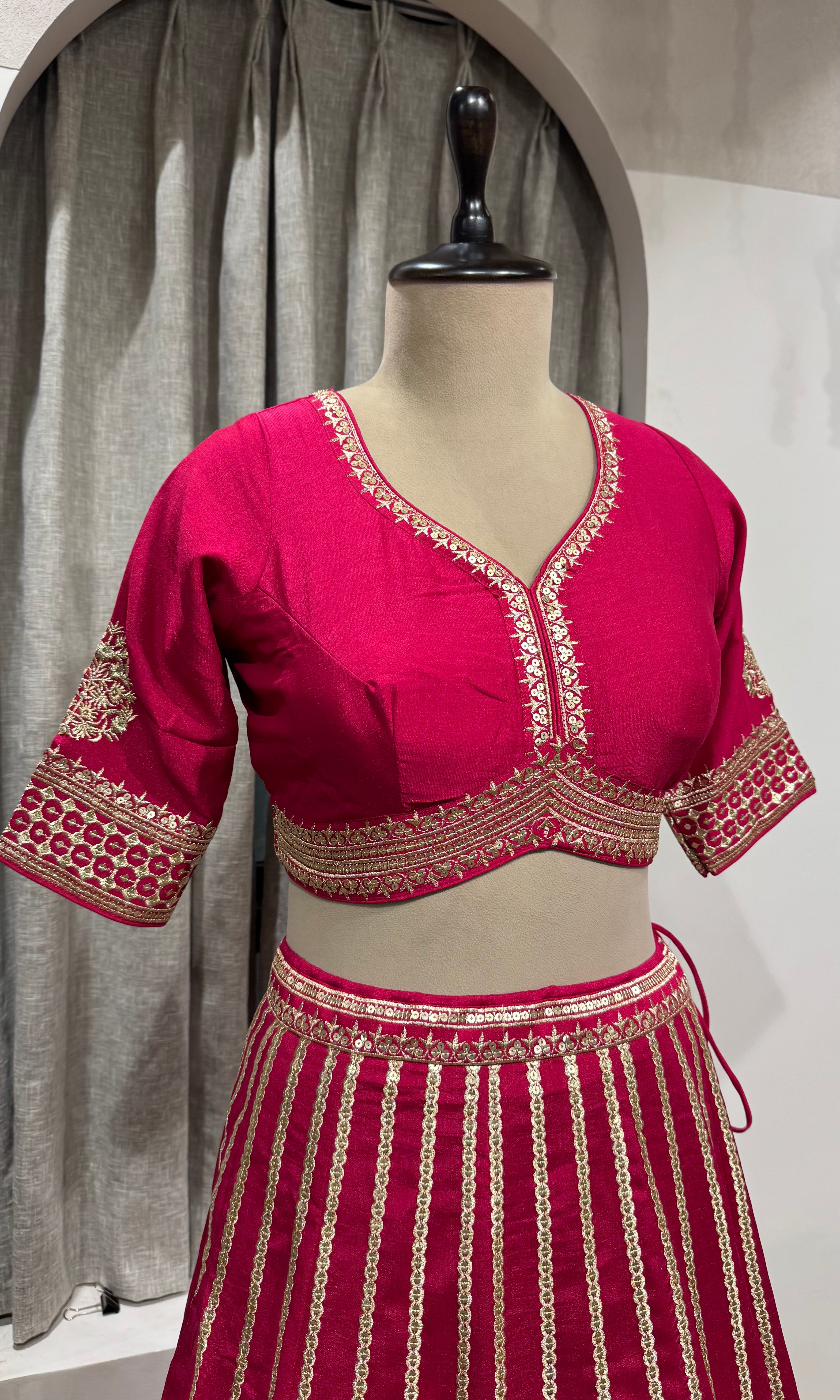 PINK Georgette Embroidery Lehenga set