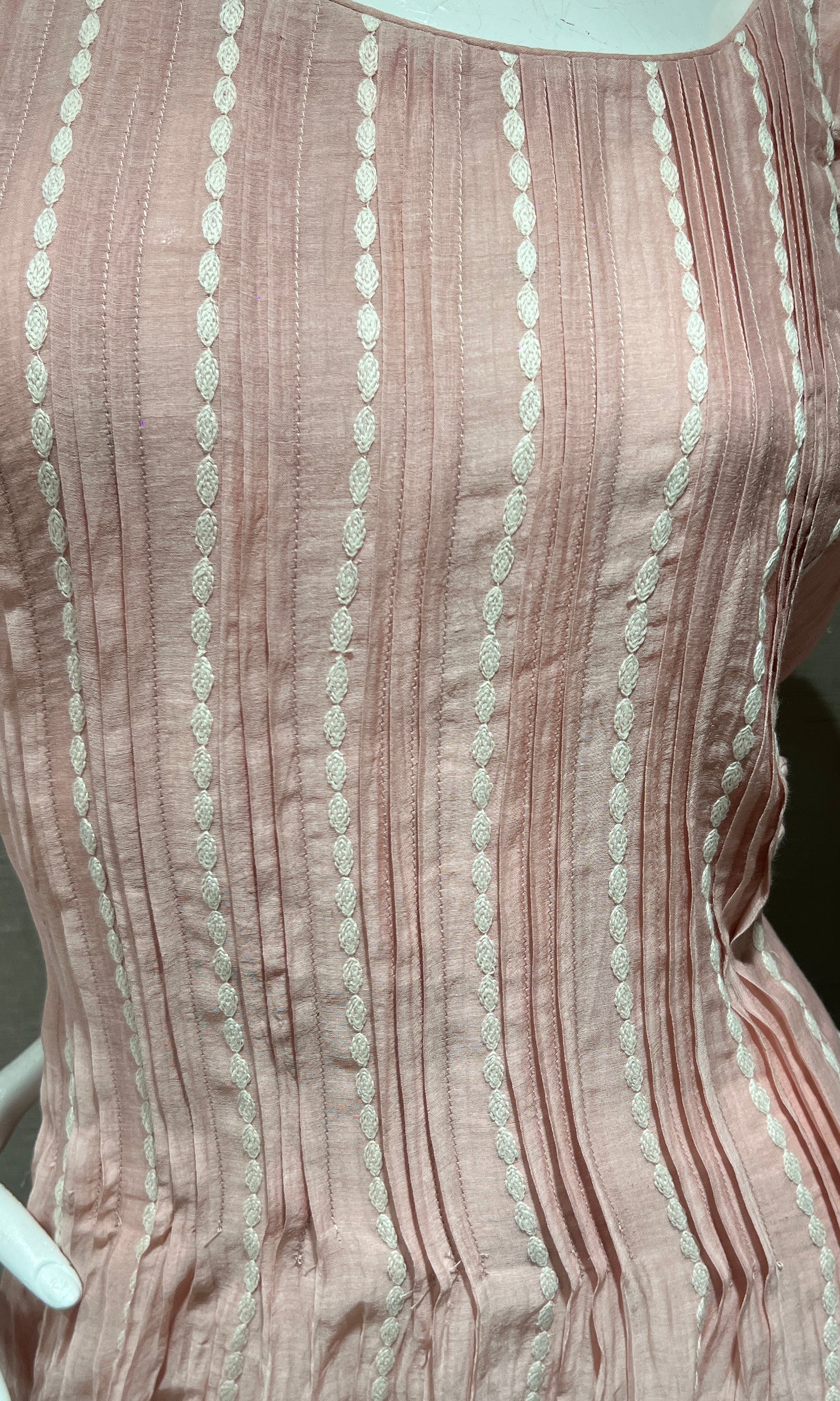 Pink Embroidered Stripes Anarkali Set