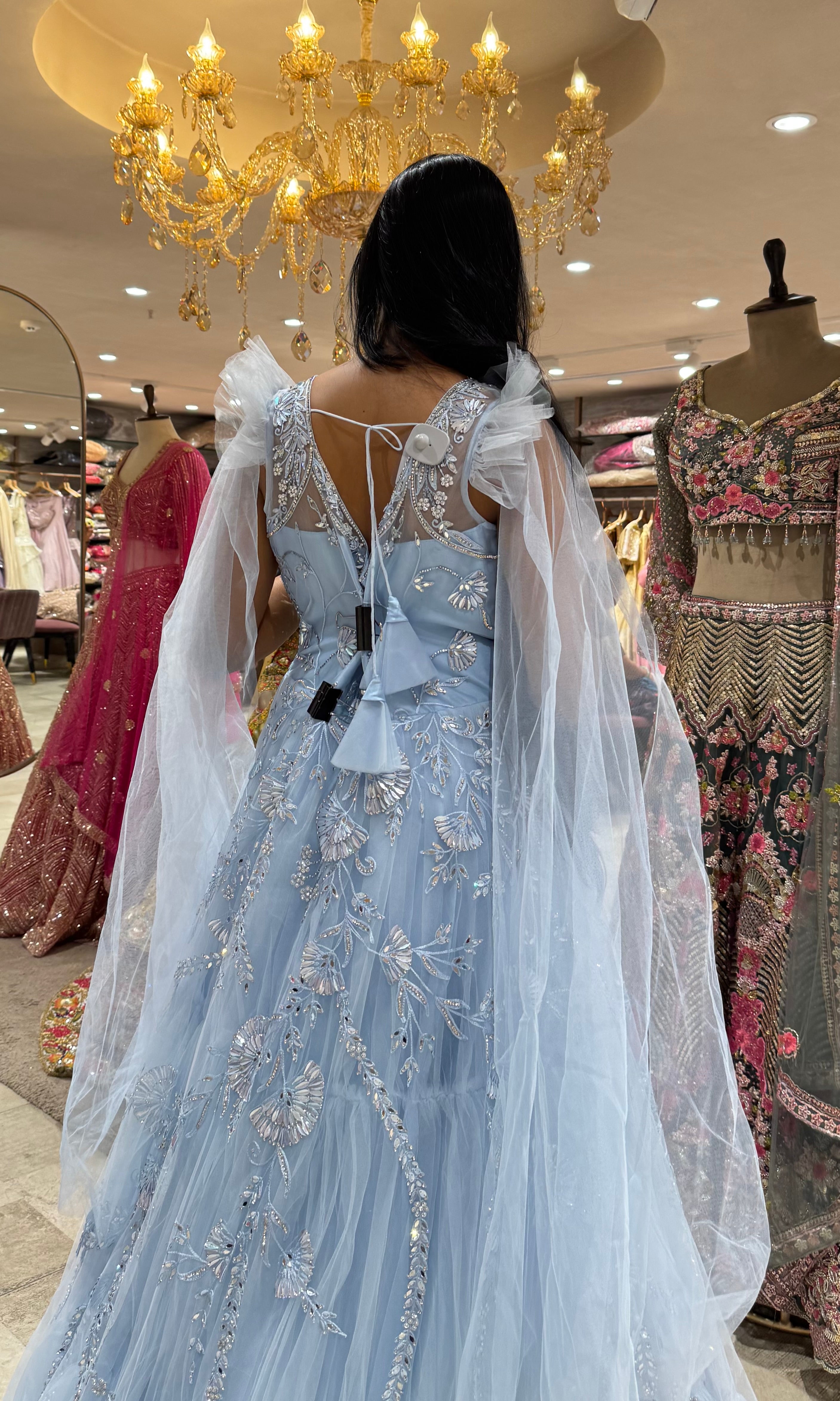 BLUE EMBELLISHED GOWN