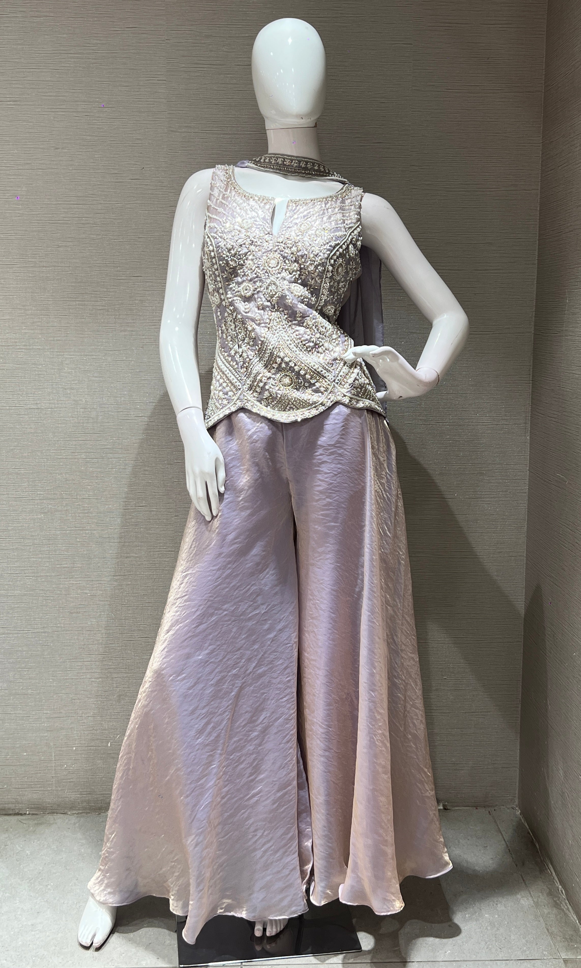 Lavender EMBROIDERED PEPLUM palazzo SET