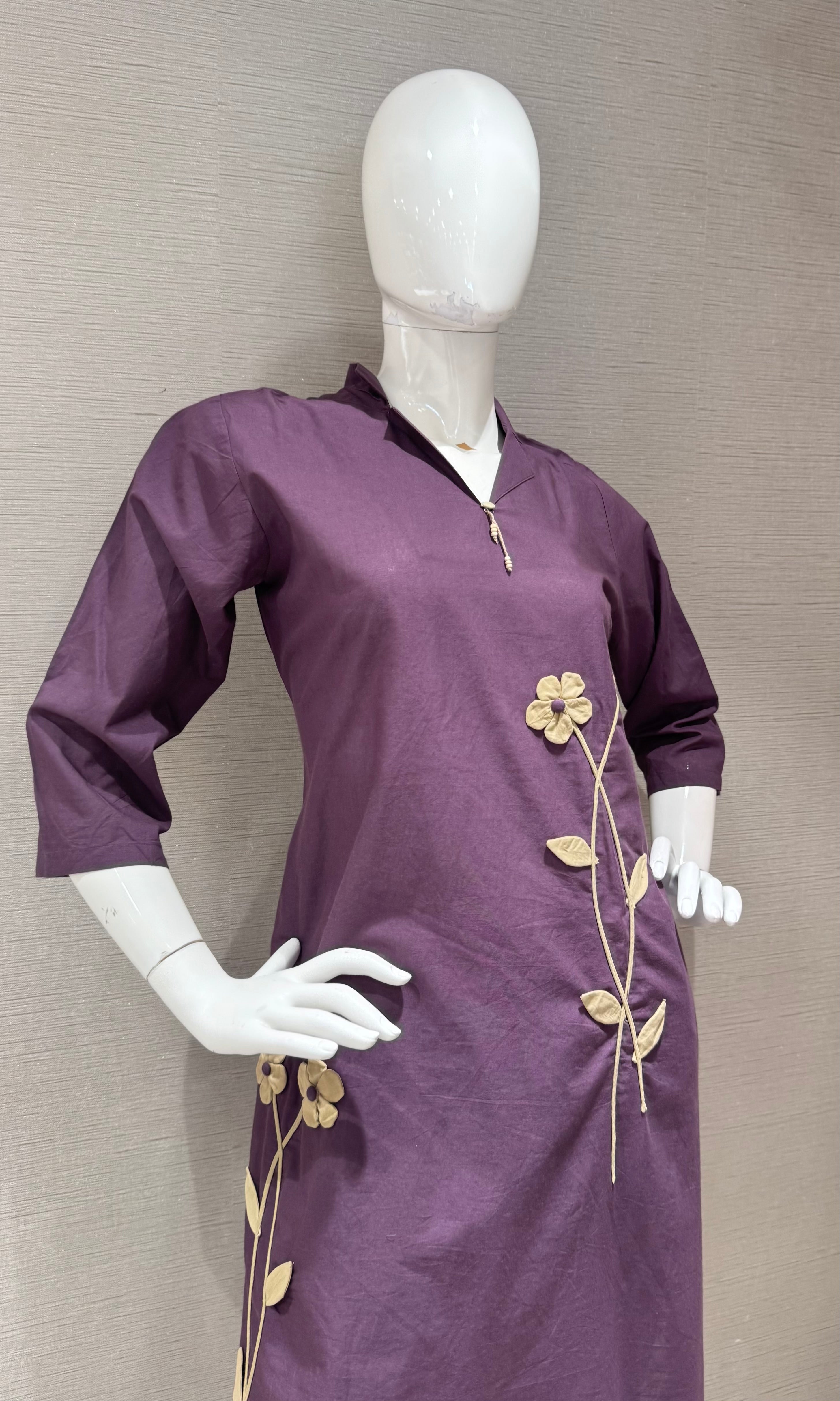 Purple Floral motif Cord set