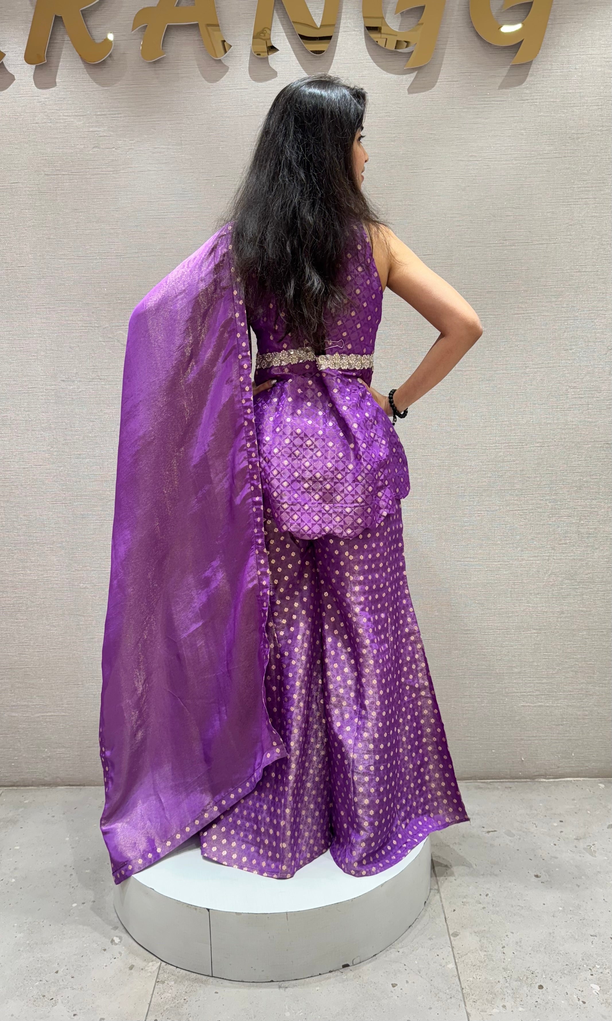 Purple palazzo WITH HALTER PEPLUM BLOUSE