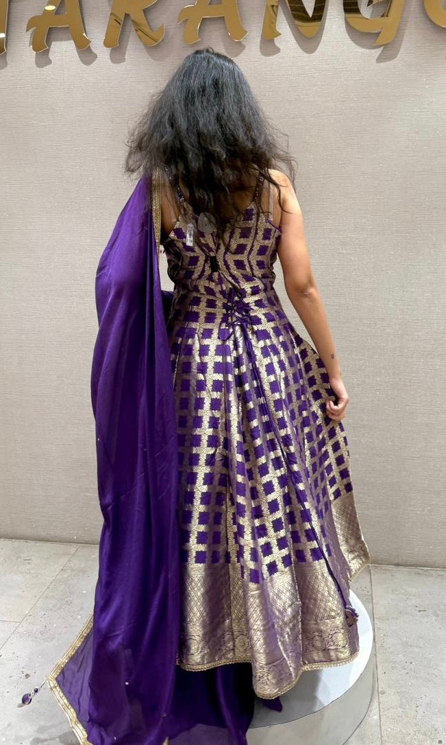 Purple Elegant Anarkali Kurta Set with Dupatta