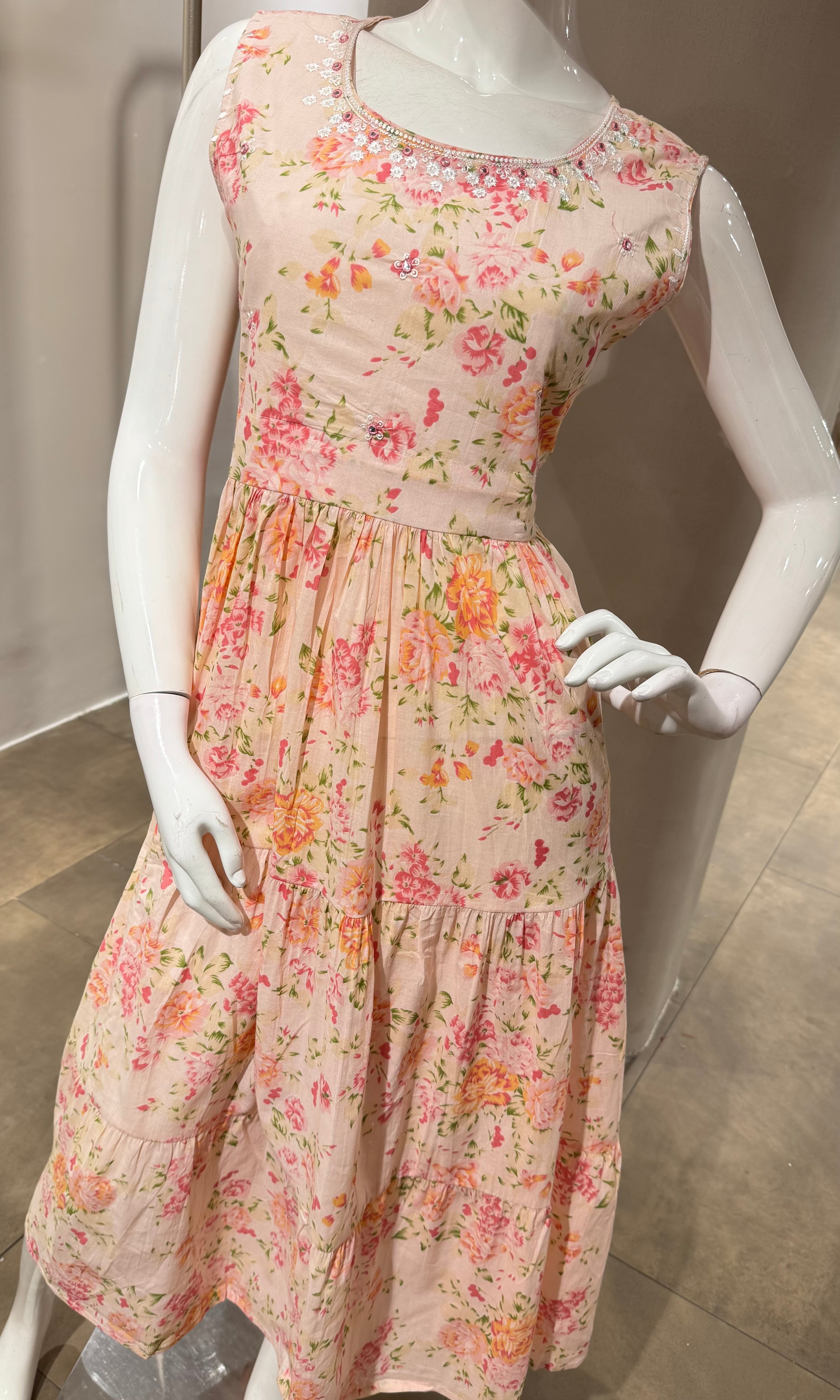 PINK FLORAL ANARKALI TOP