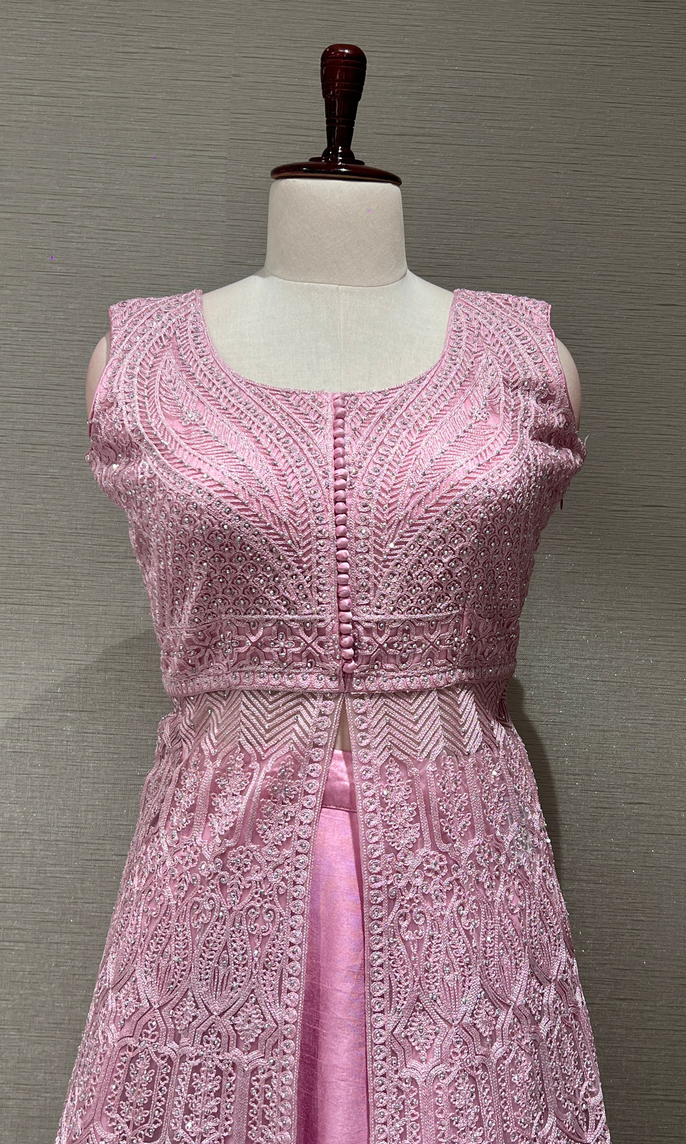 Baby pink Embroidered Front Slit Anarkali