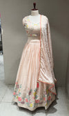 Light peach FLORAL EMBROIDERED Lehenga