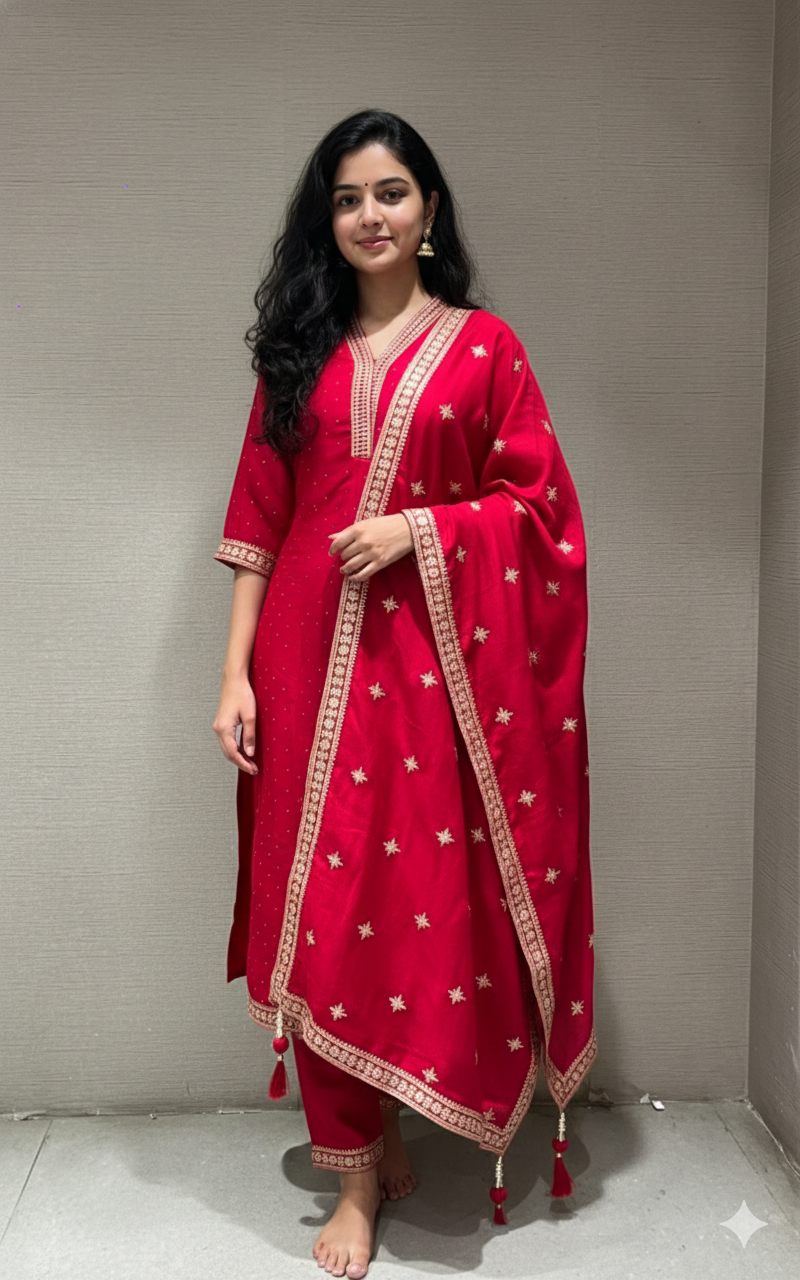 Rani EMBROIDERED ANARKALI KURTA SET