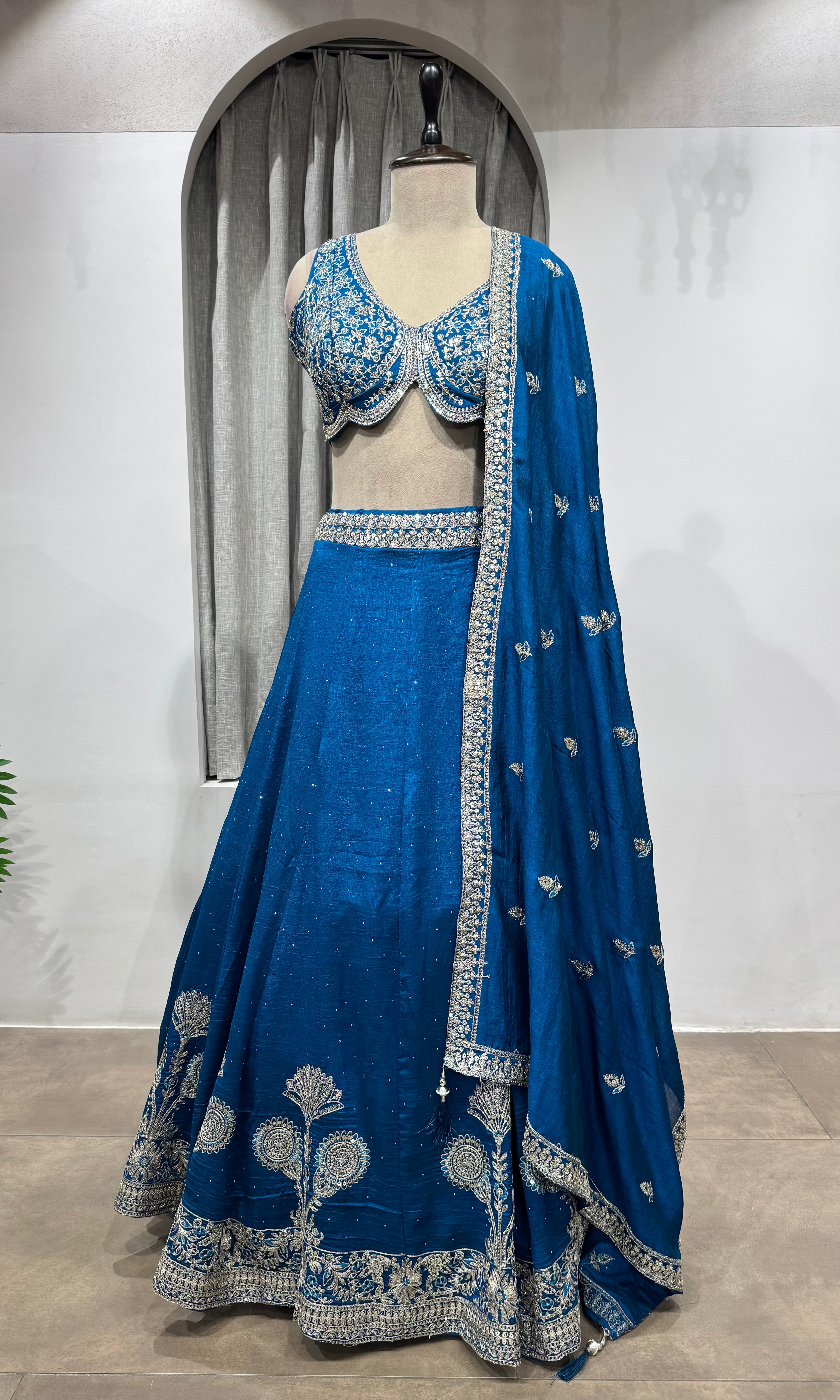 Teal Blue Georgette Lehenga Choli
