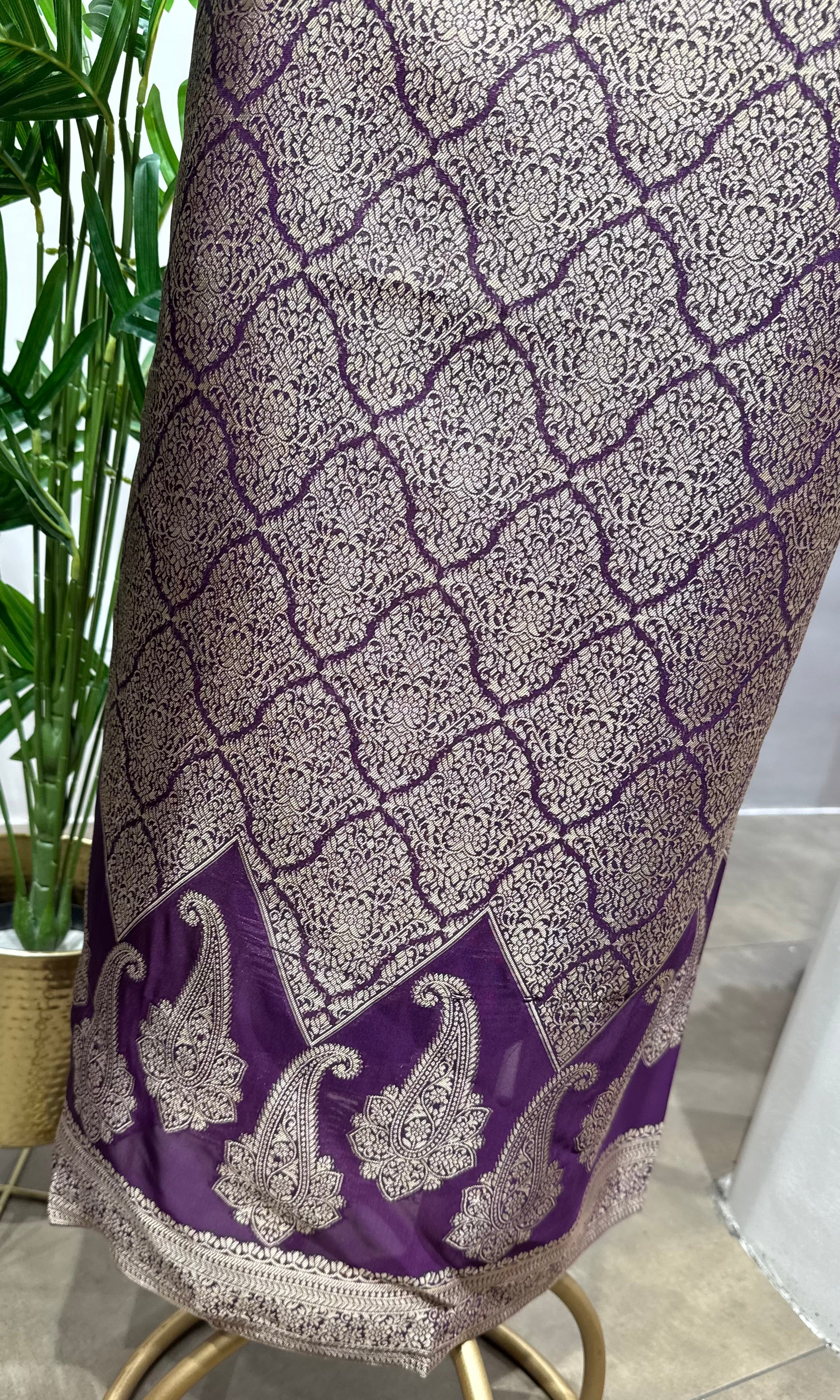 Wine Banarasi Silk DRESS MATERIAL