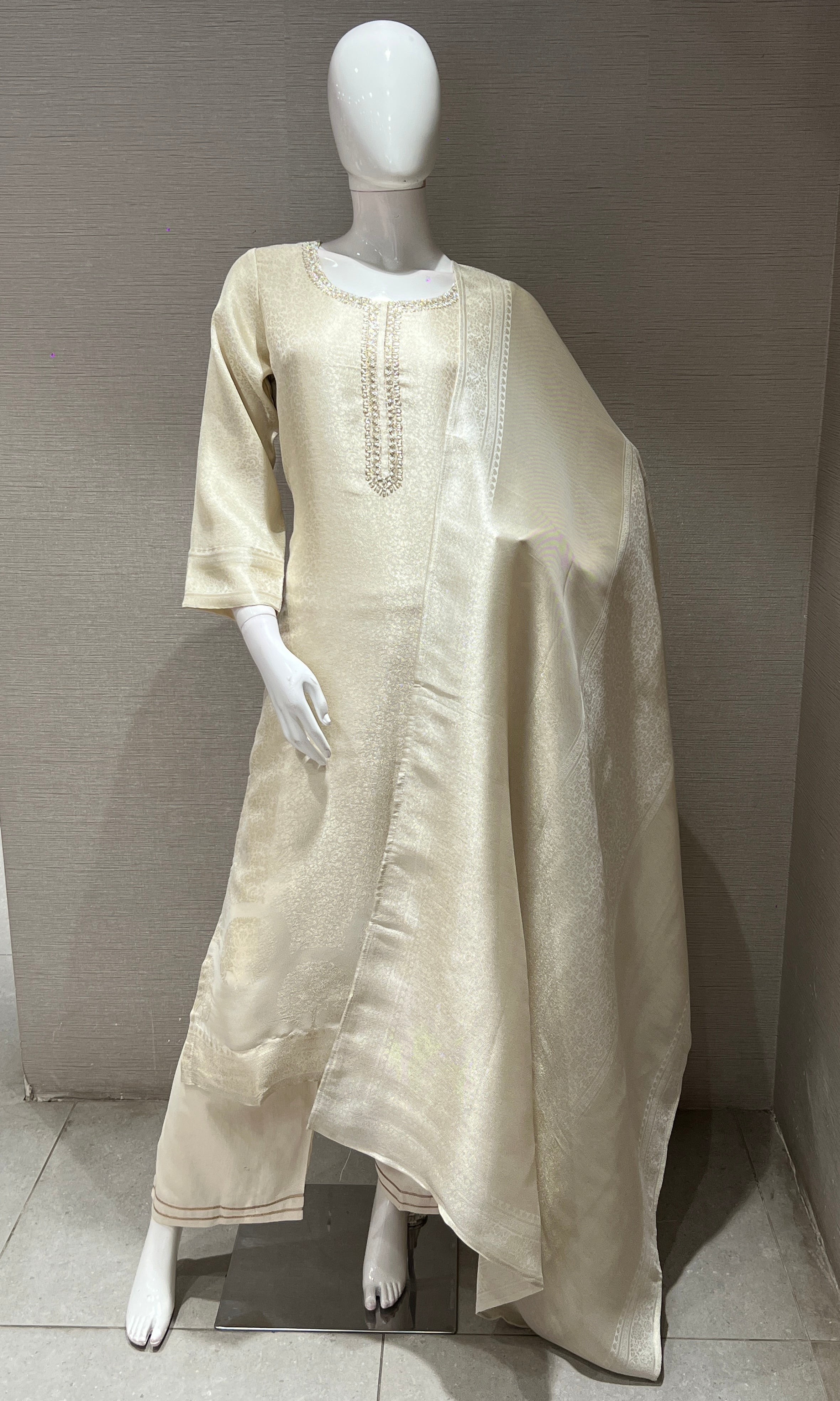 Half white EMBROIDERED kurta set