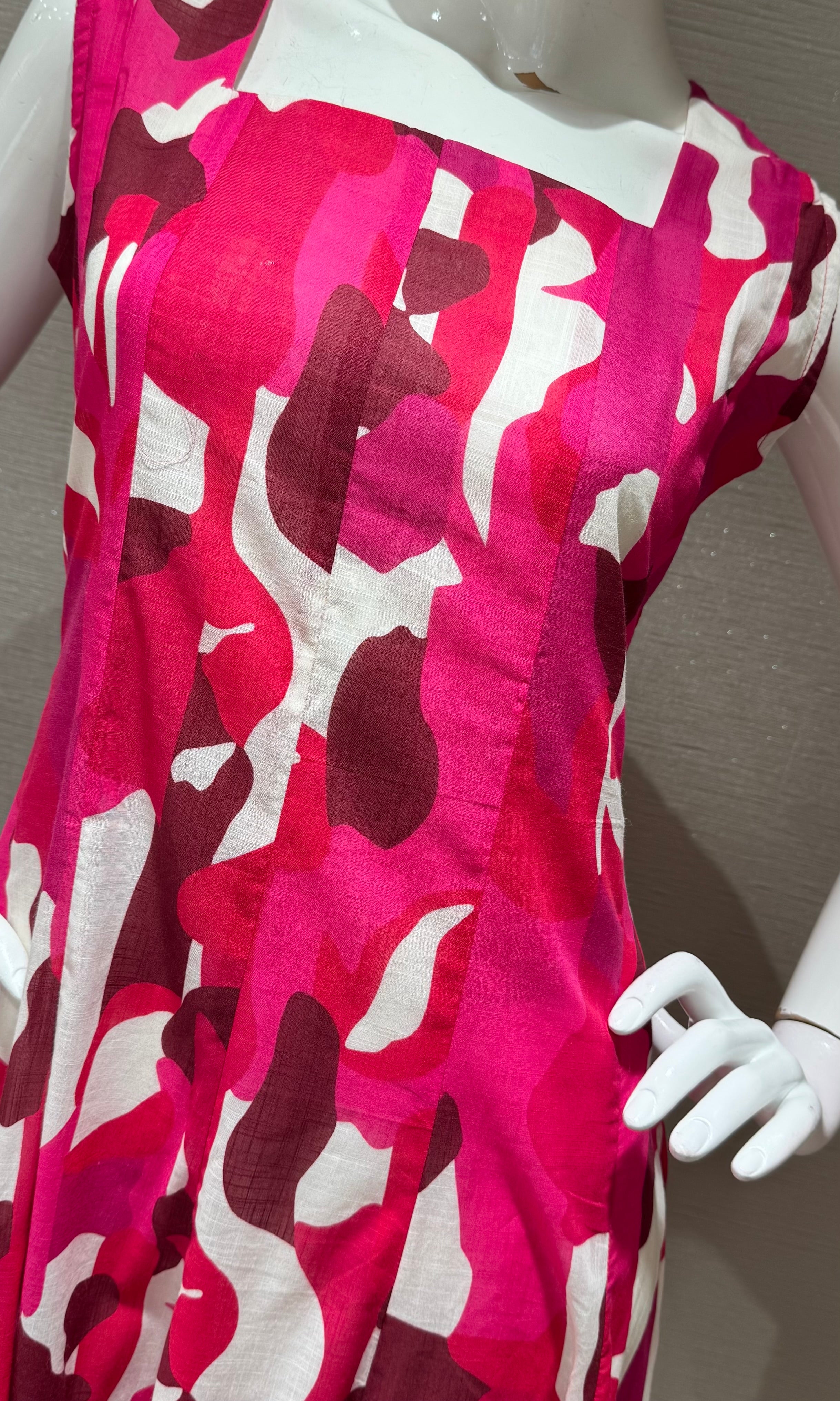 Pink with Abstract Print Anarkali Frock
