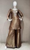 Brown Shimmering Silver Embellished Palazzo