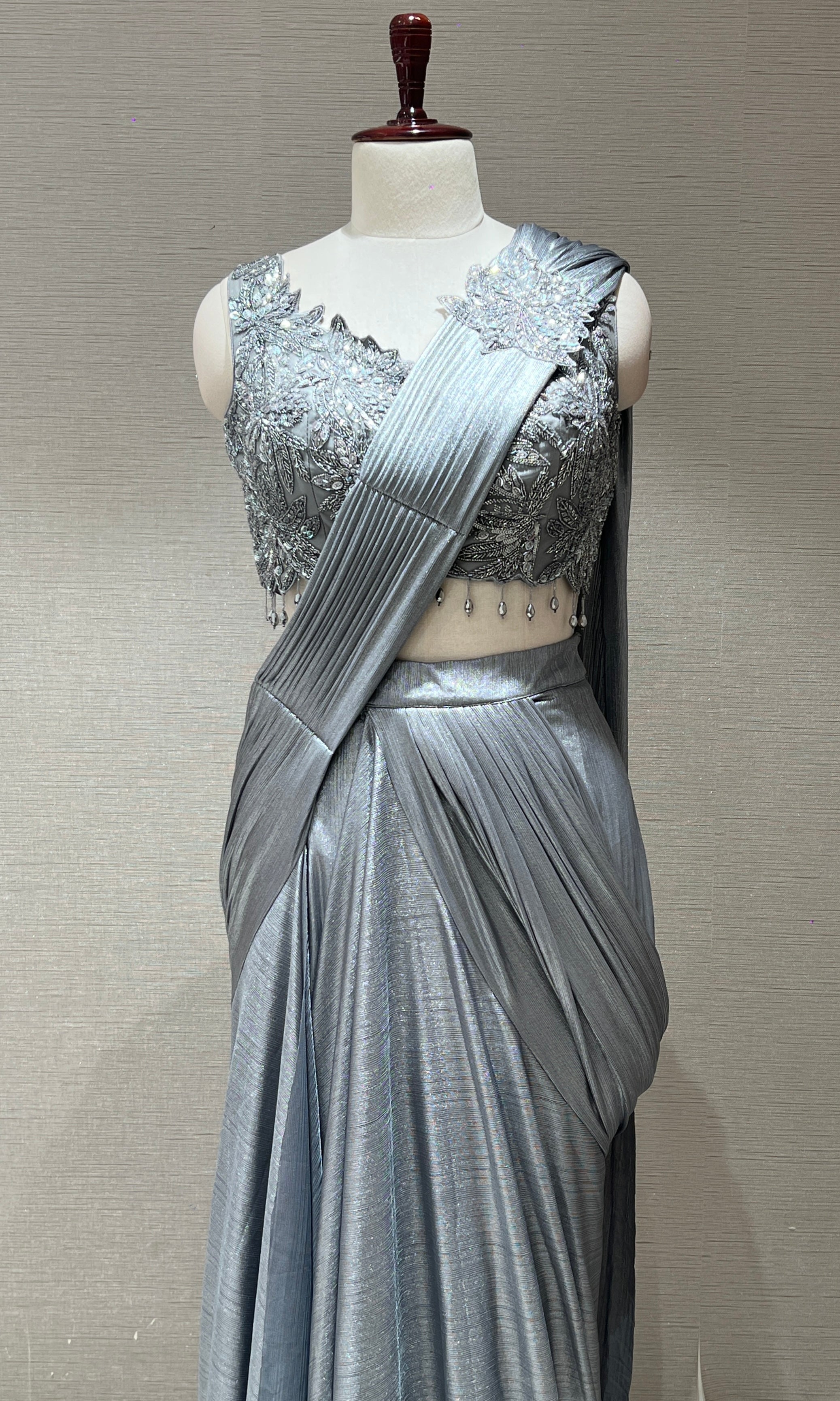 Grey one minute saree