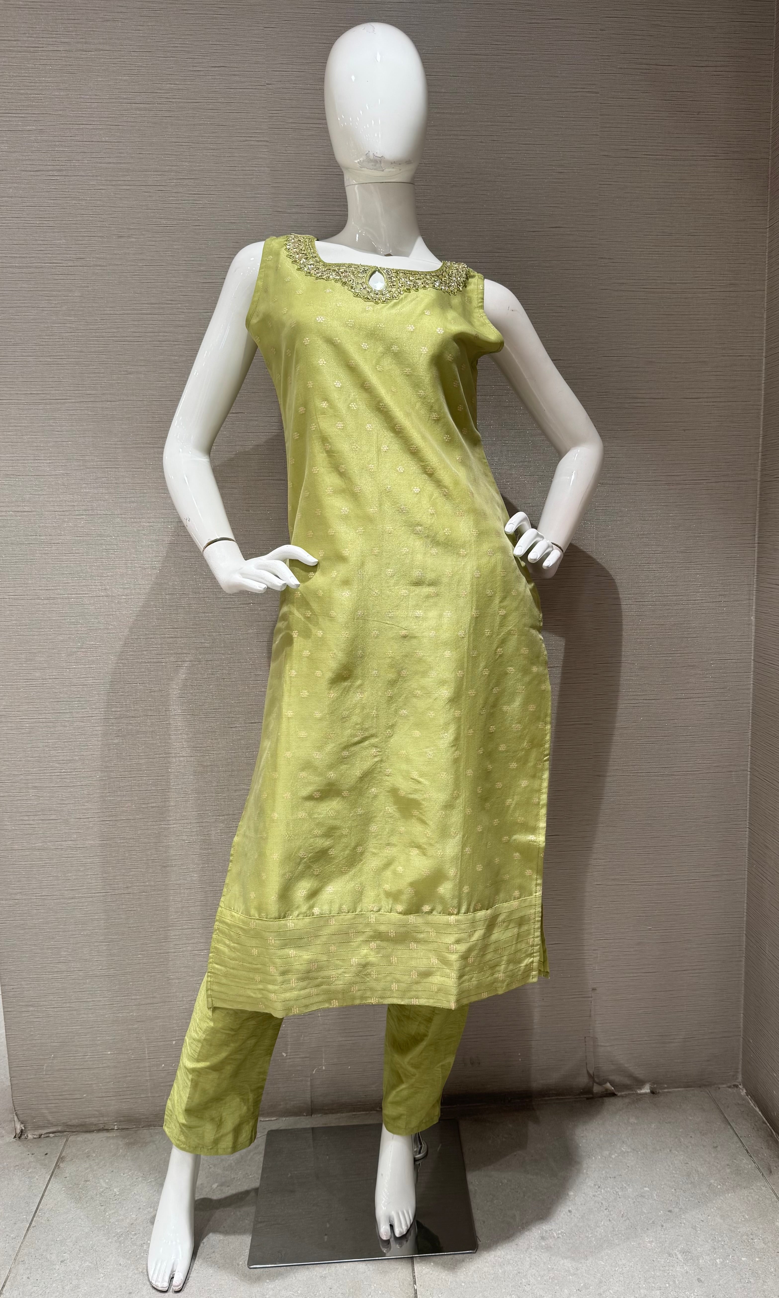 pista green Kurta Set with Sheer Dupatta
