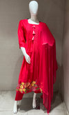 Rani Pink Mul Chanderi kurta set