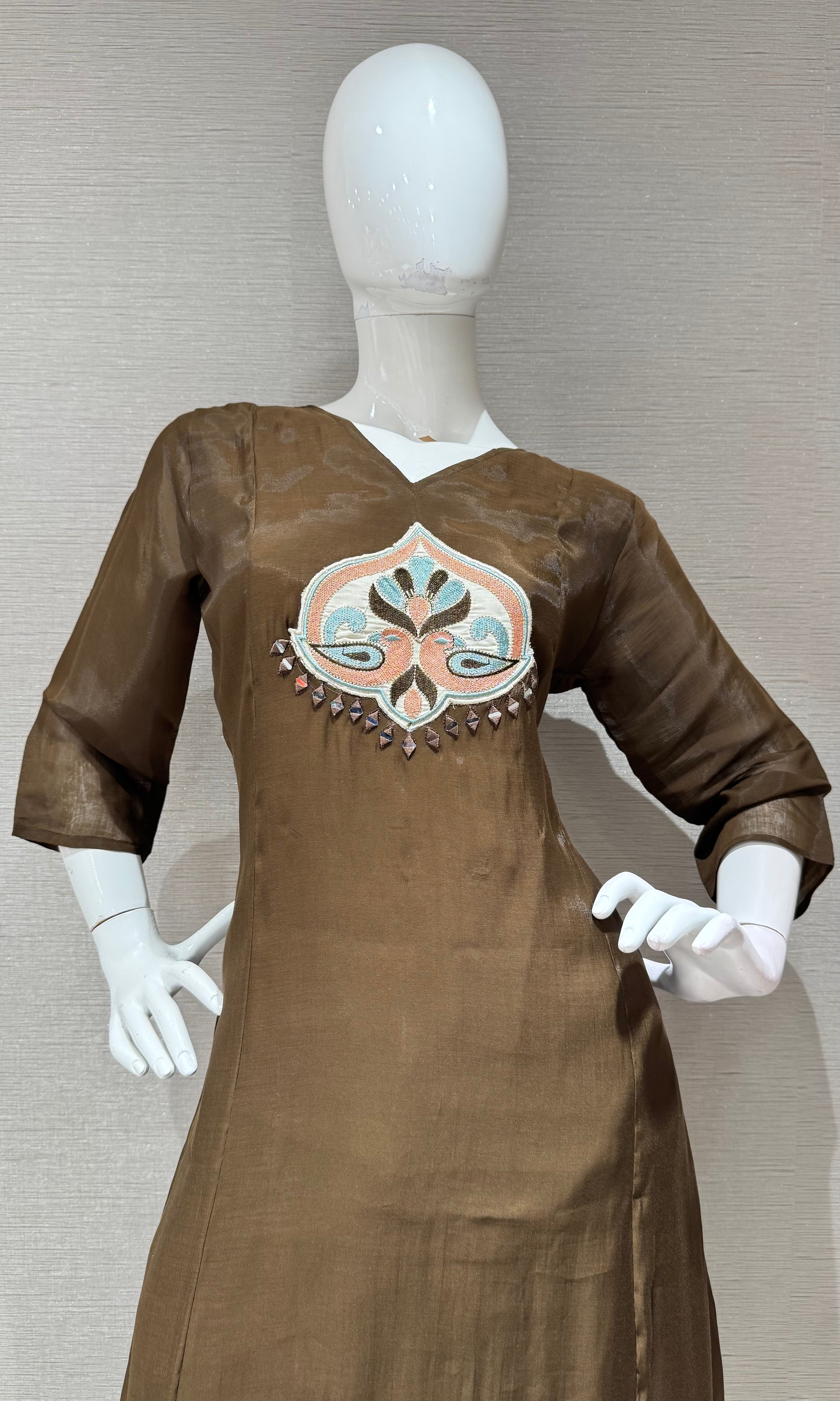 Coffee Brown Kurta Set with Ethnic Dupatta