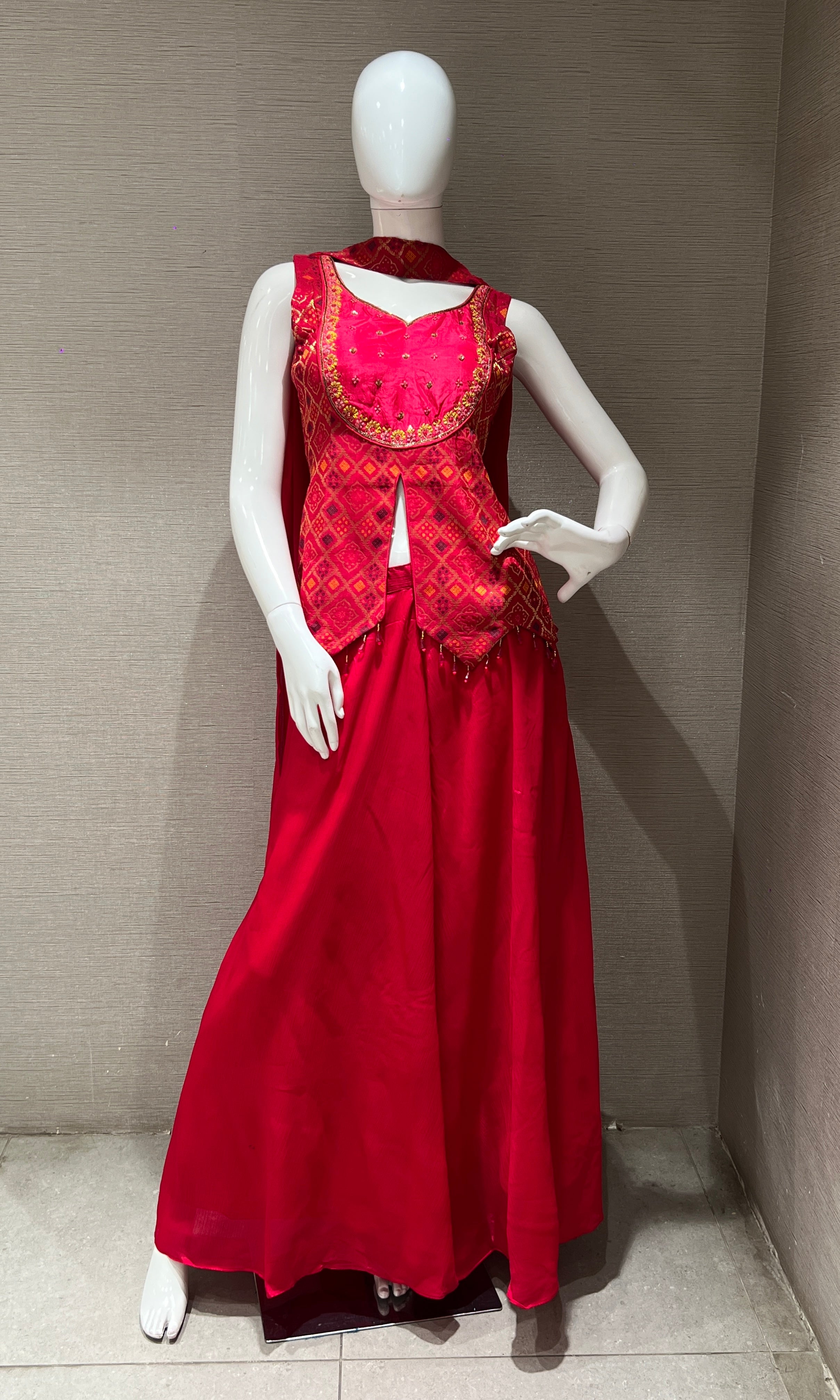 Rani Pink palazzo set with short blouse