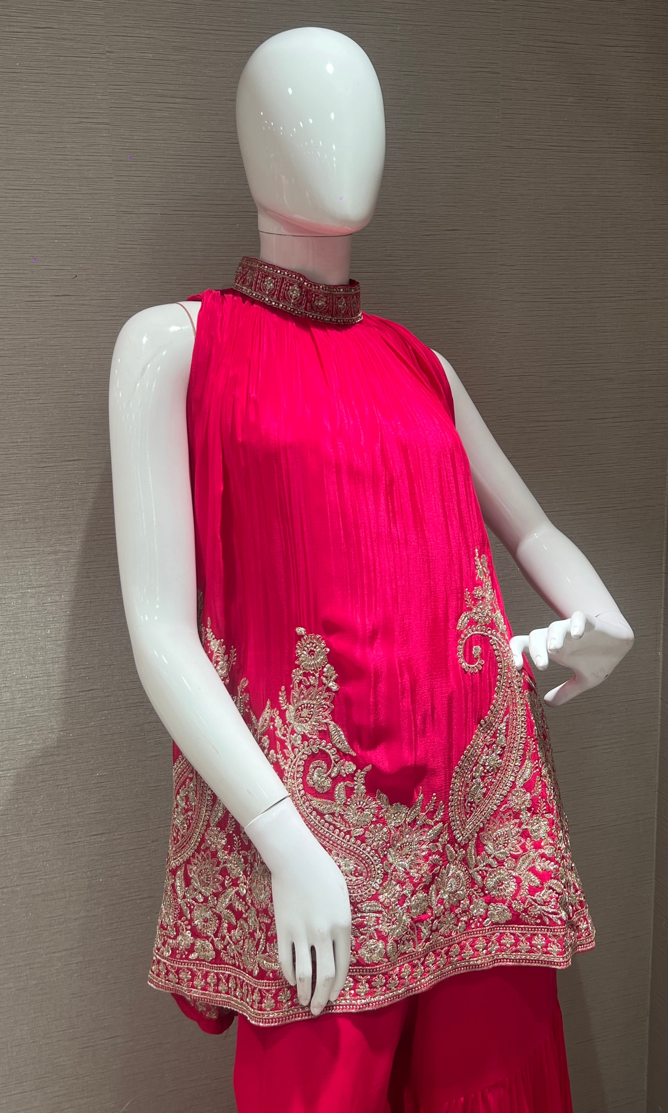 Rani pink SHARARA WITH HALTER NECK TOP