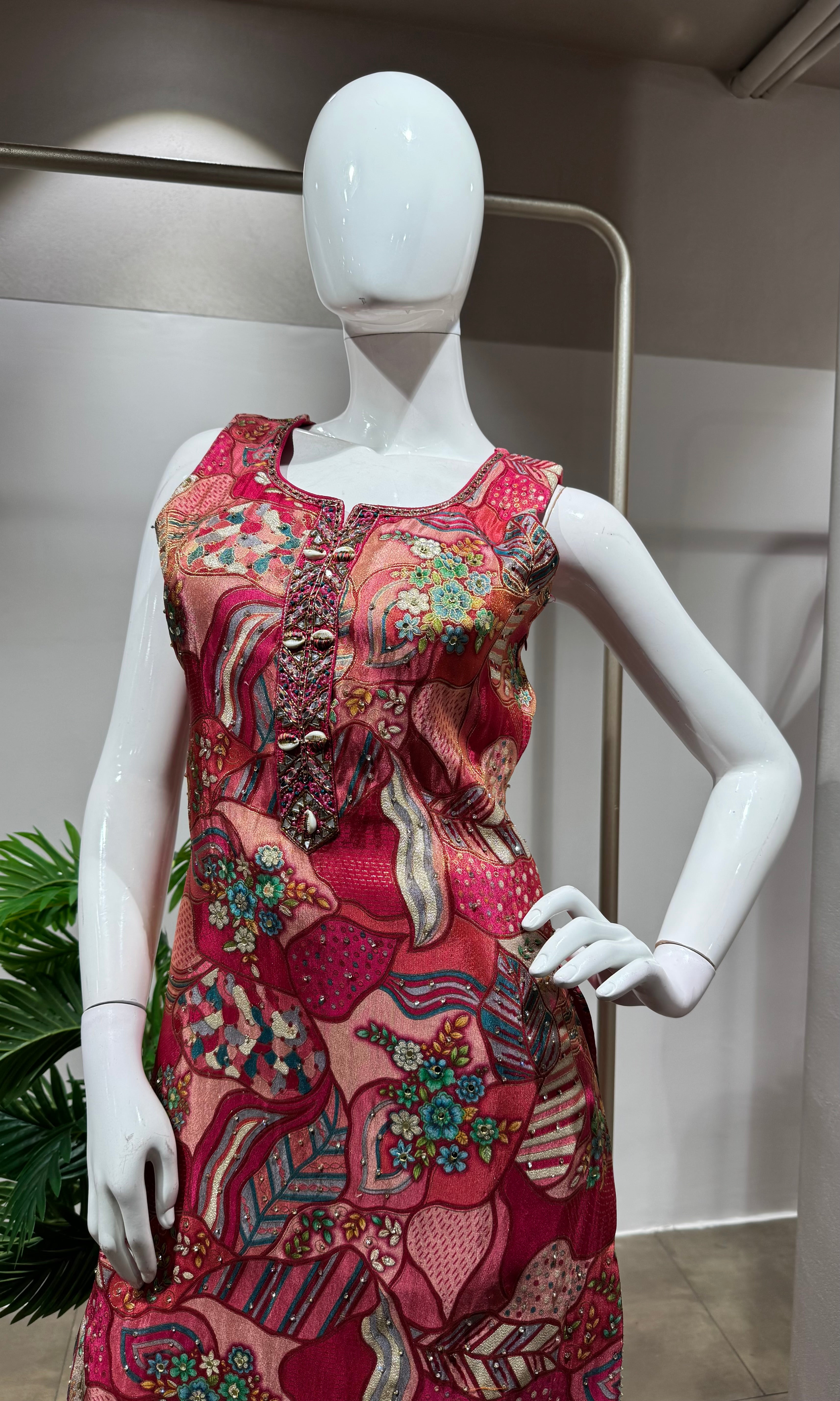 pink with floral sharara set