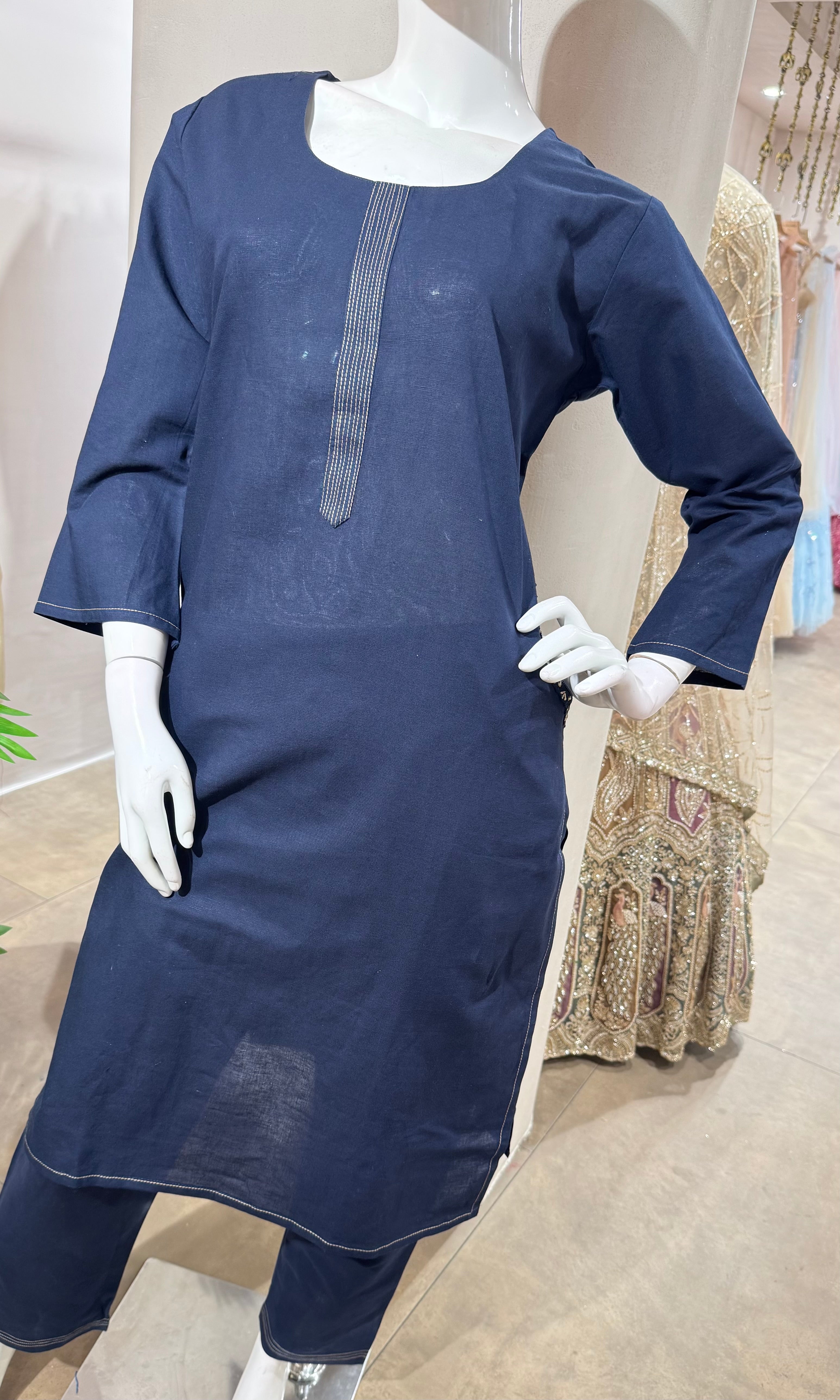 BLUE KURTI WITH BOTTOM