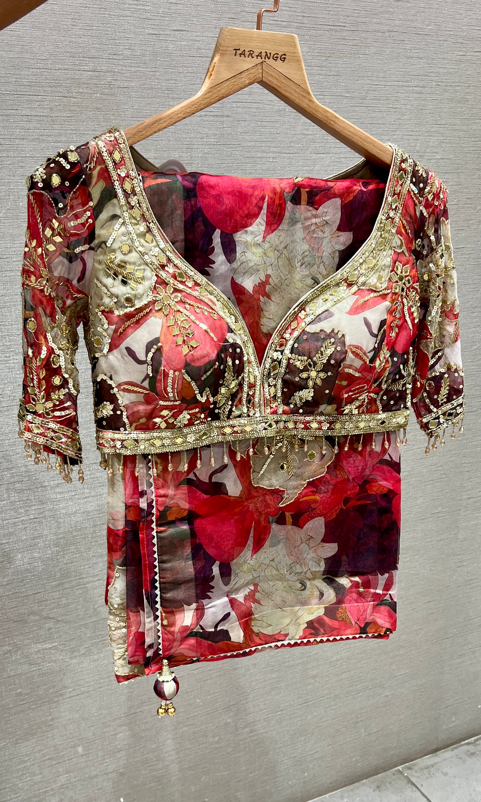 Multi colour saree with ready blouse