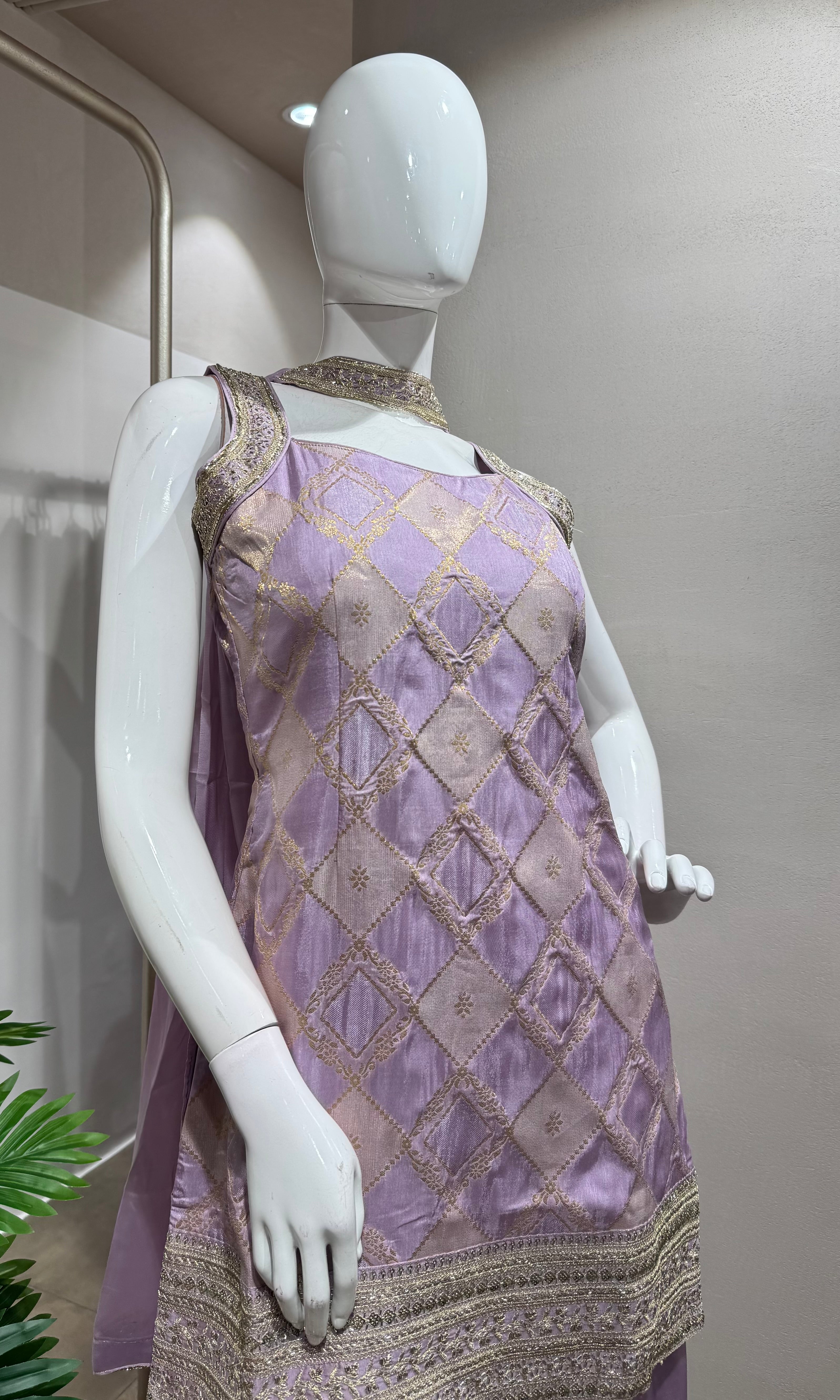 LAVENDER EMBROIDERED SHARARA SET