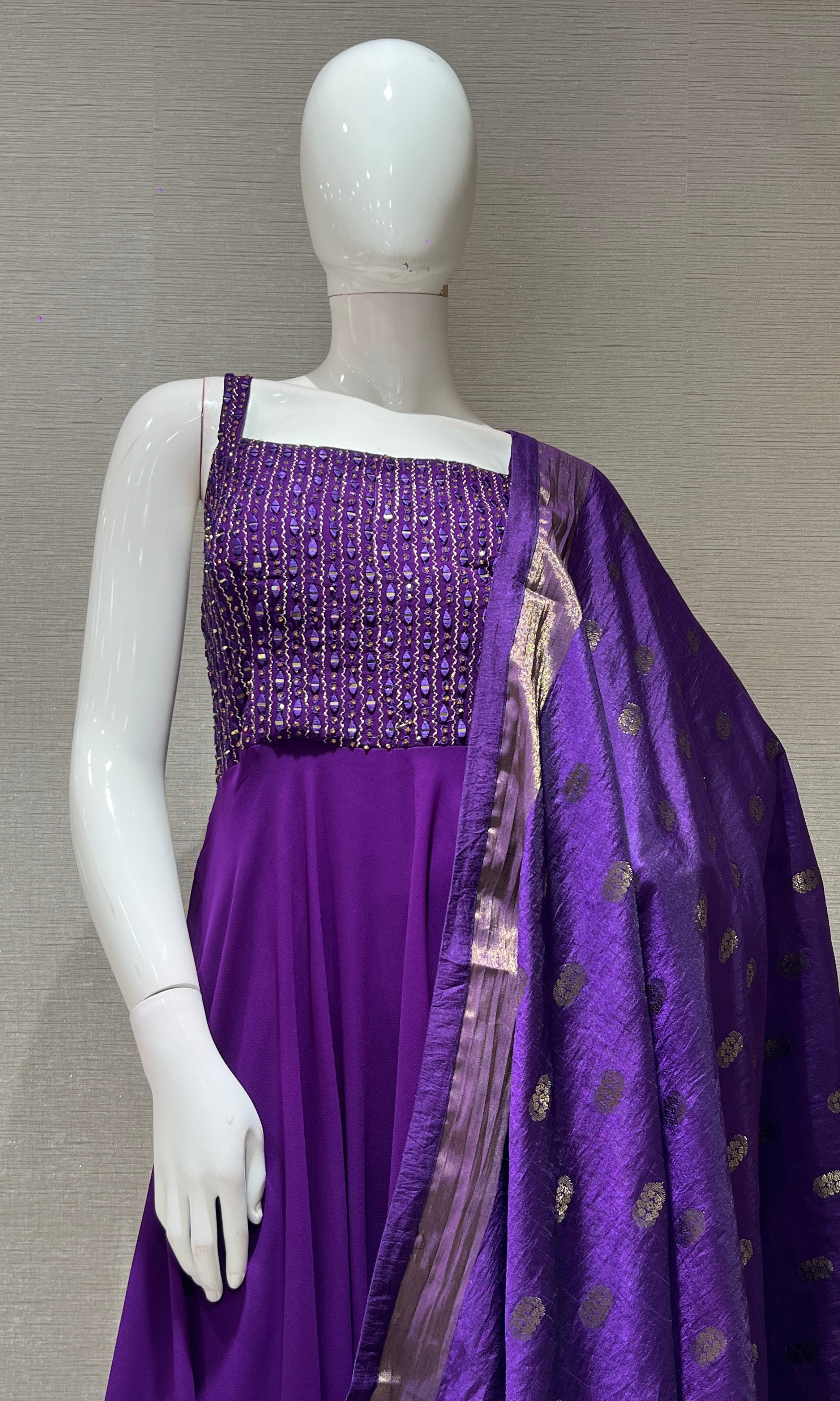 PURPLE EMBROIDERED LONG DRESS ANARKALI