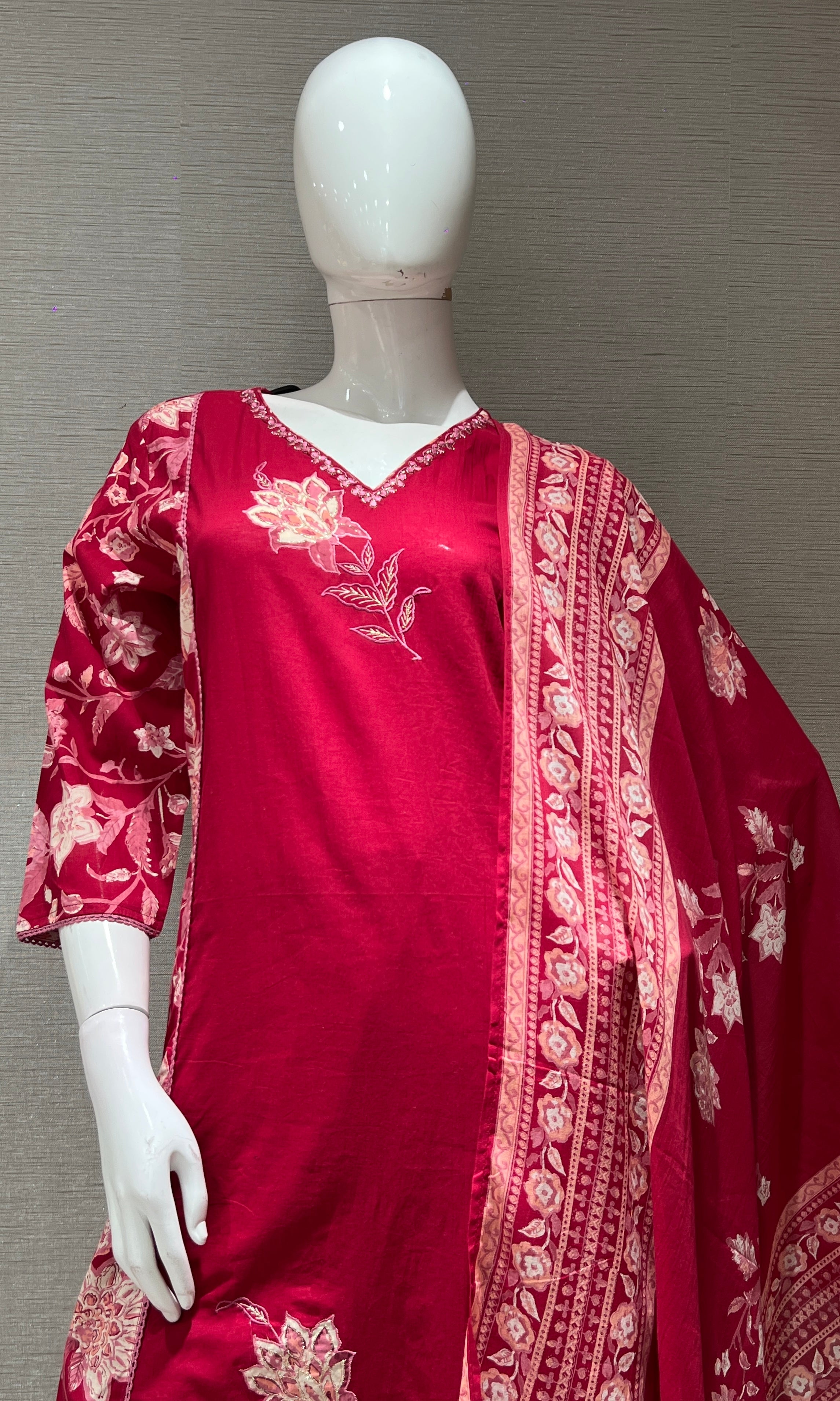 Rani pink FLORAL PRINT kurta set