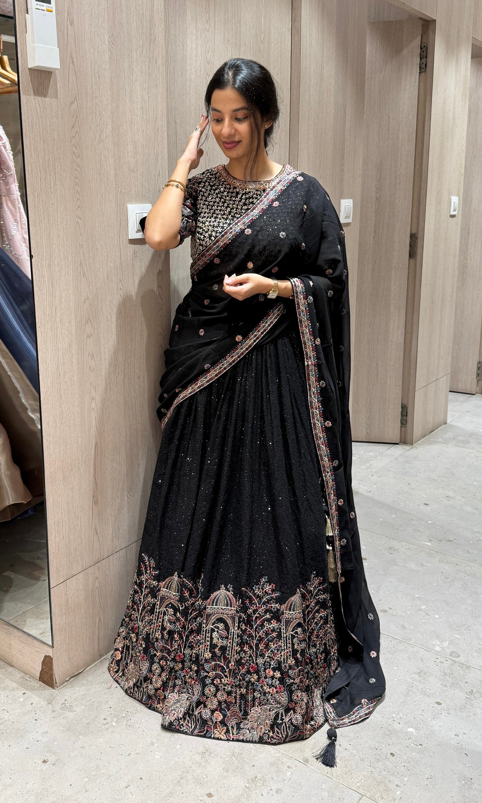 Elegant Black embellished Lehenga
