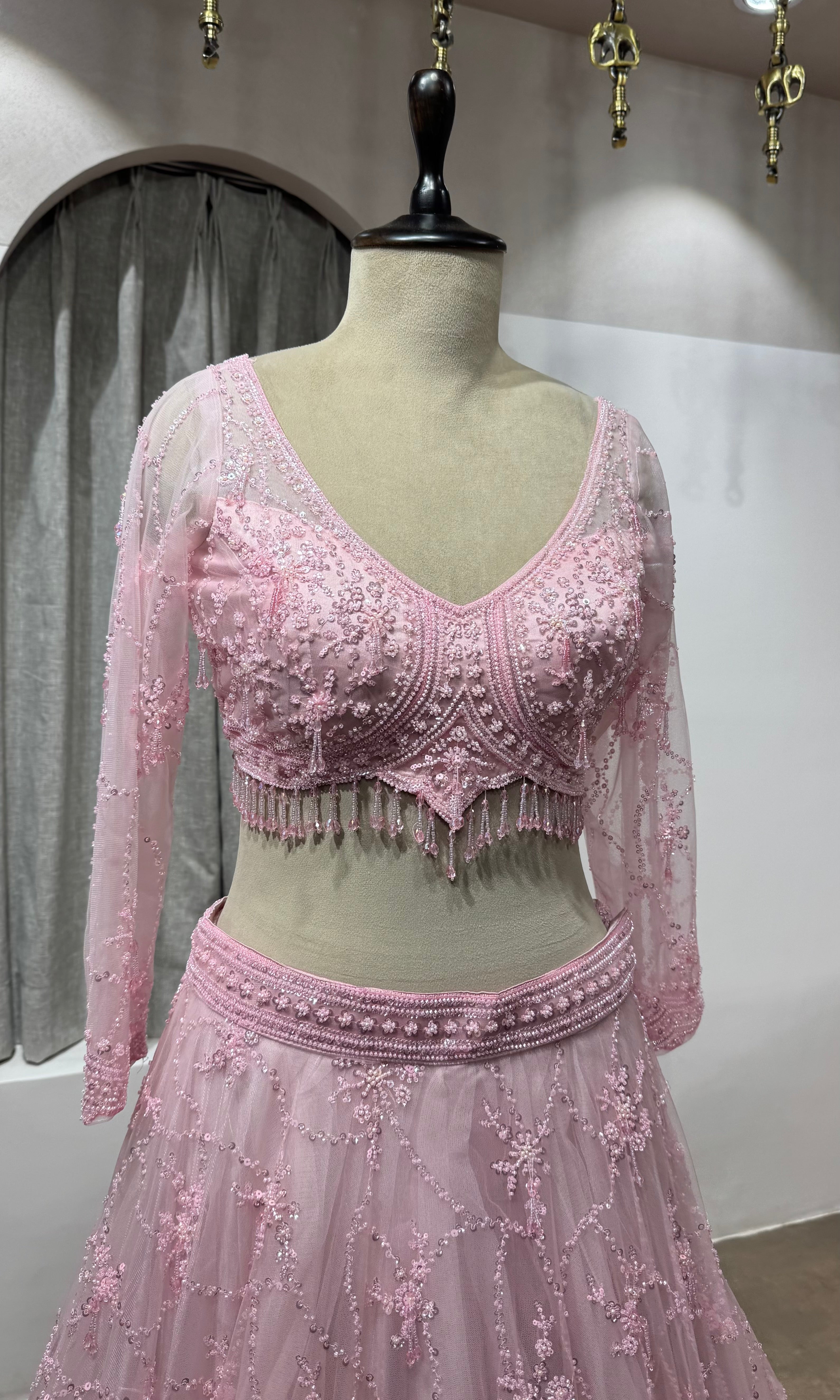 Blush Pink Embroidered Bridal Lehenga Set
