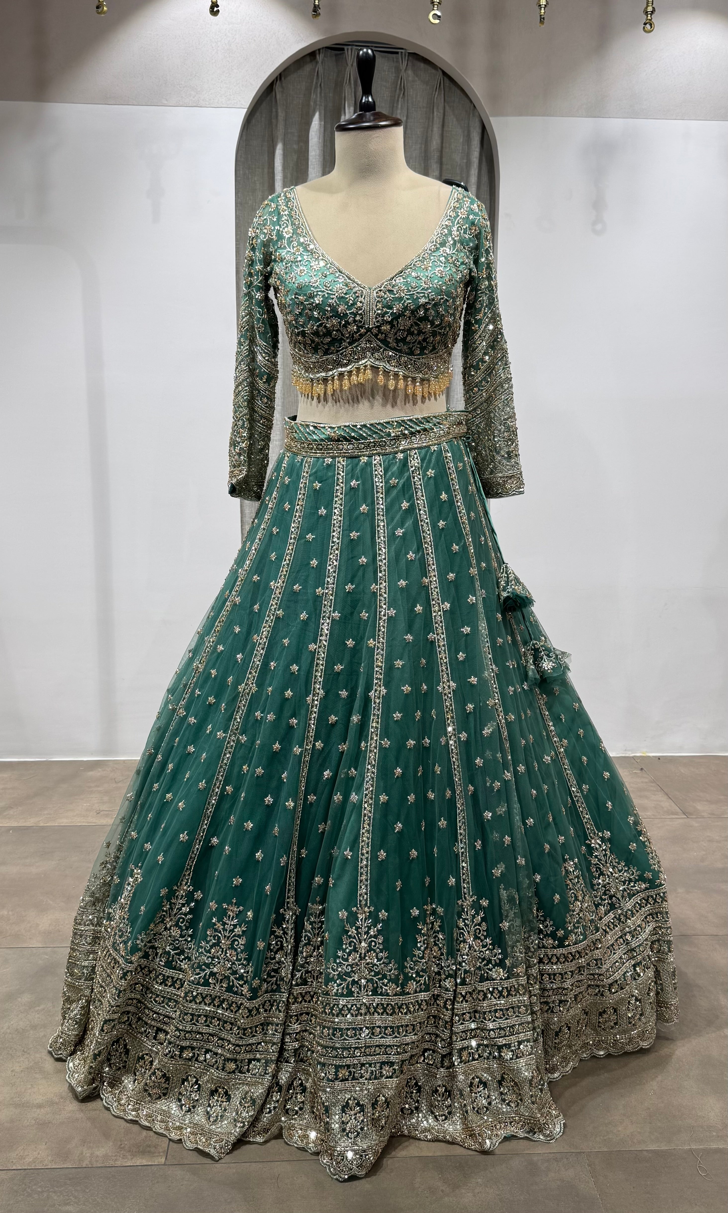 GREEN Embroidered Lehenga with Dupatta