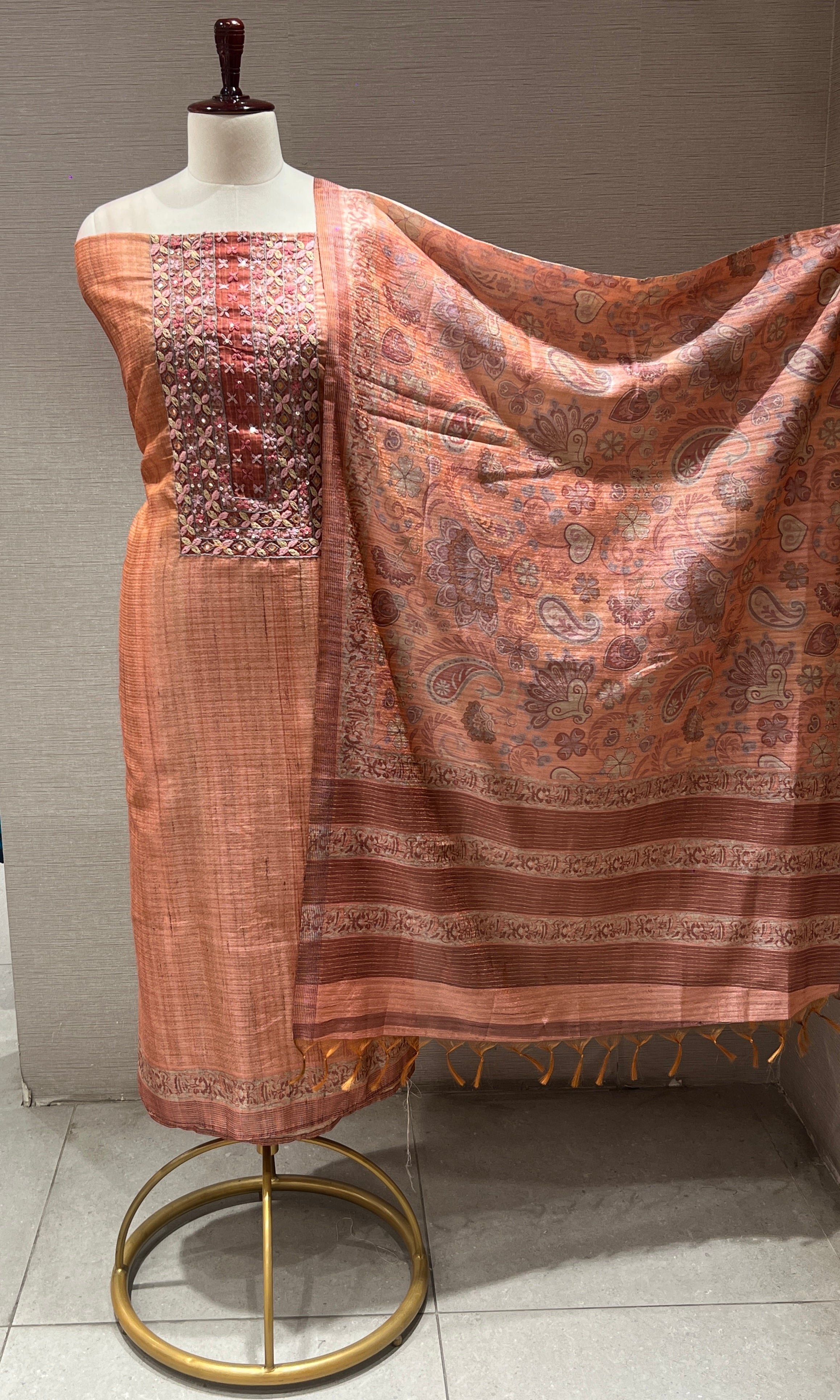 Brown dress material (party wear)