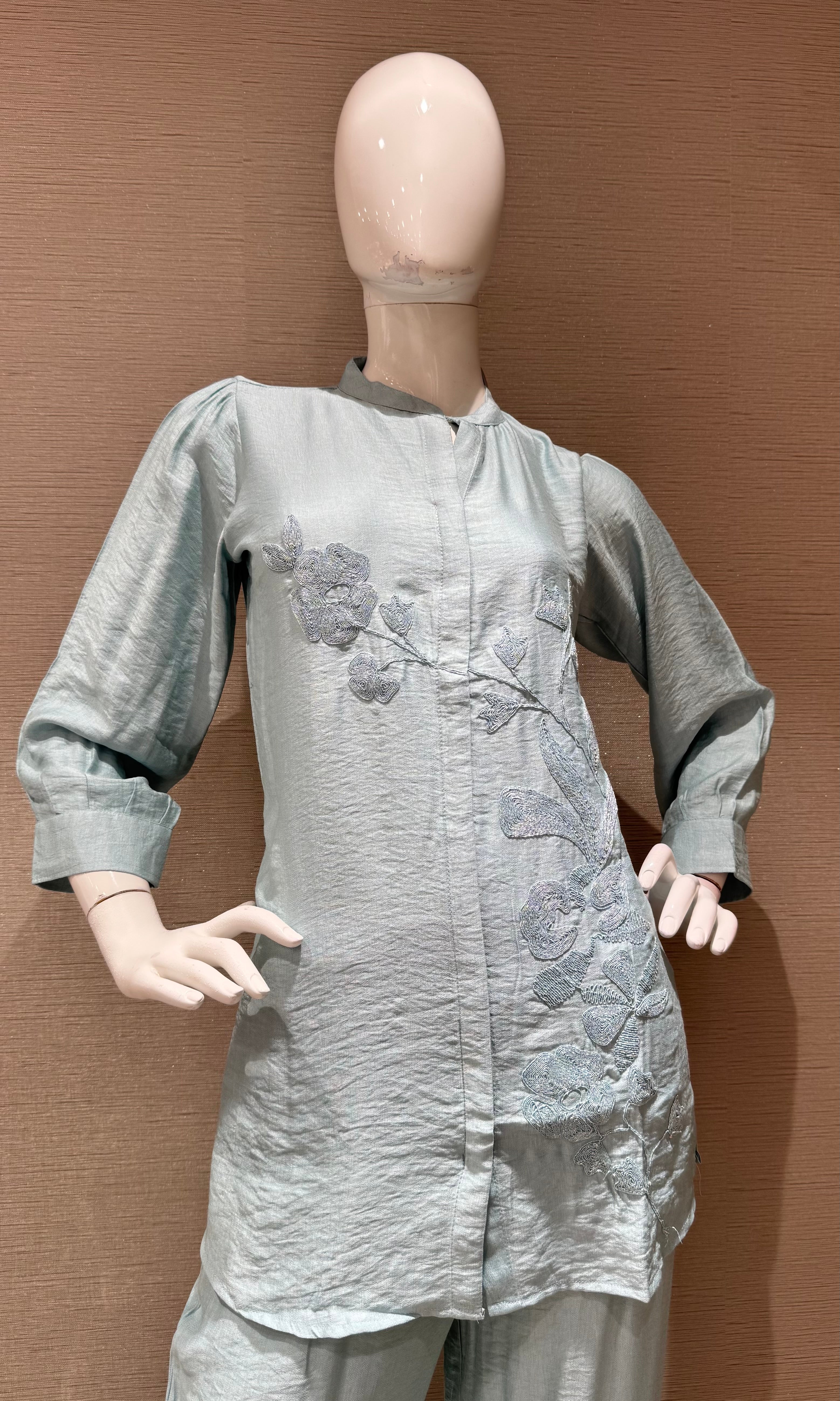 Sky Blue Elegance Embroidered Cord Set