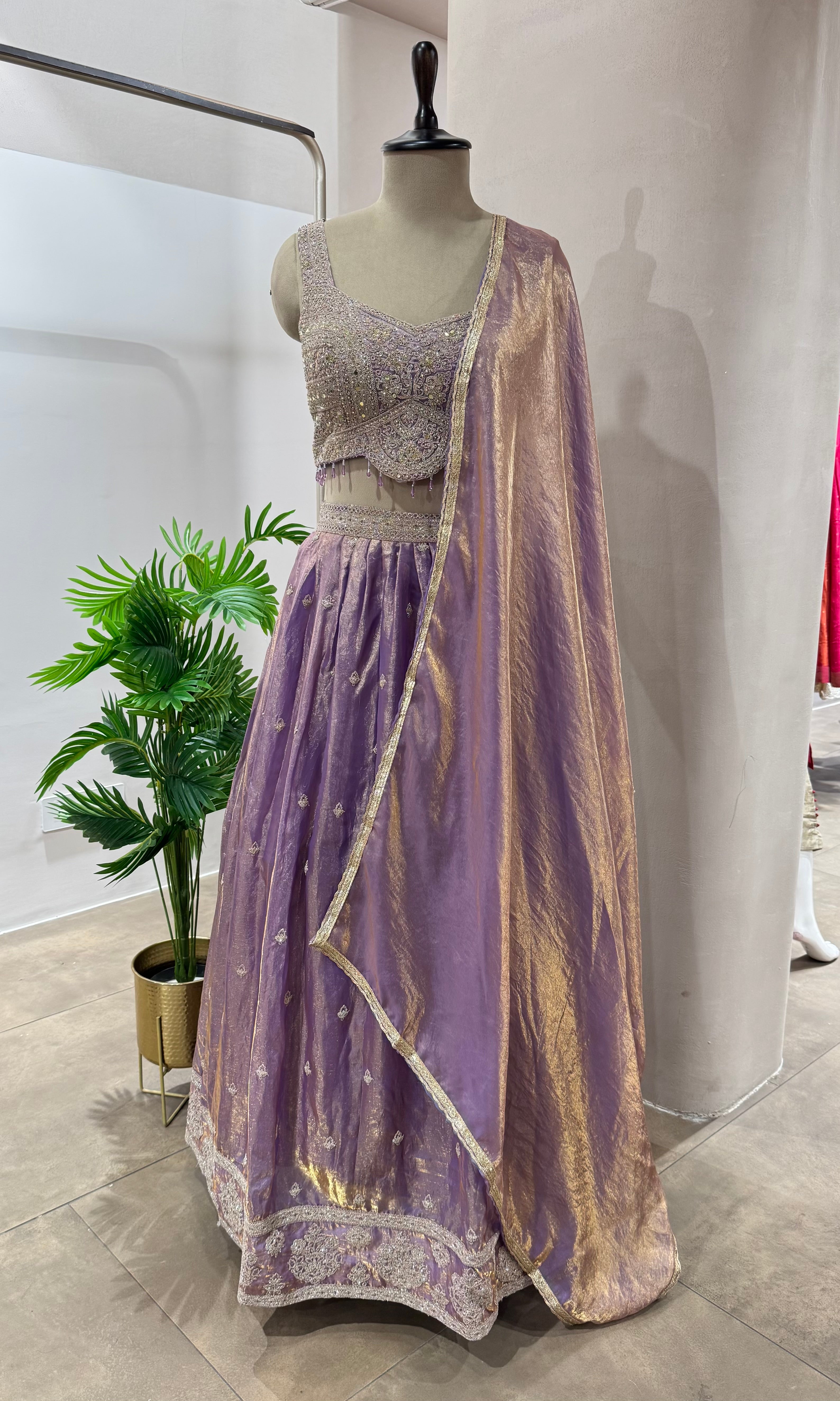 LIGHT PURPLE Sequins Motifs Ethnic Lehenga