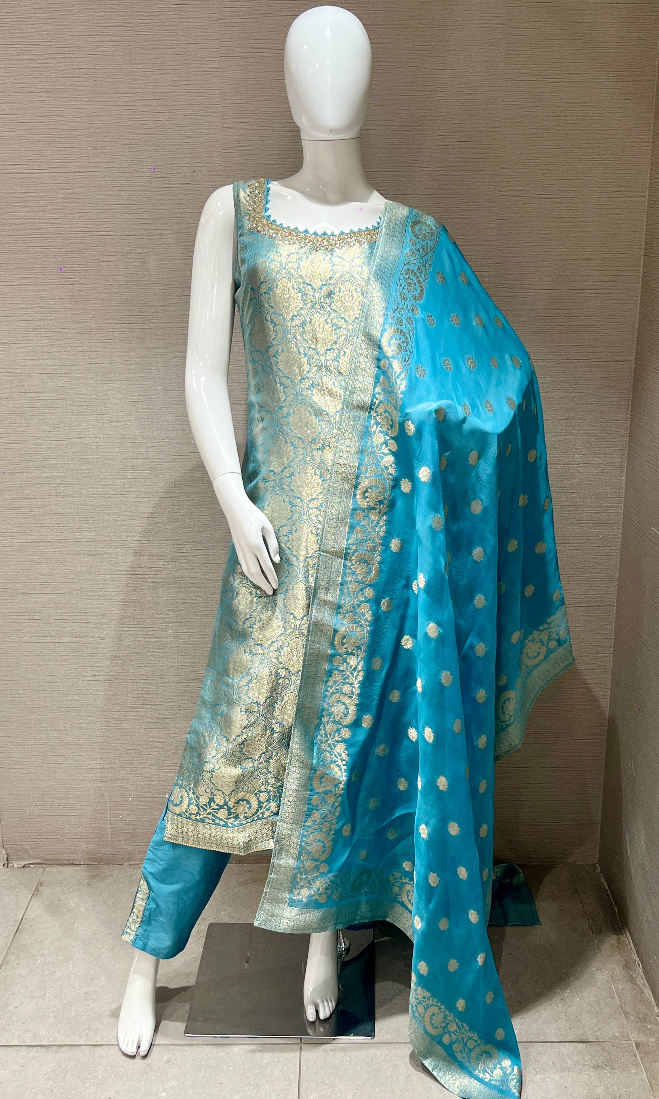 Sea blue kurta set