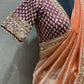 Wine and rust orange saree with ready blouse 1888
