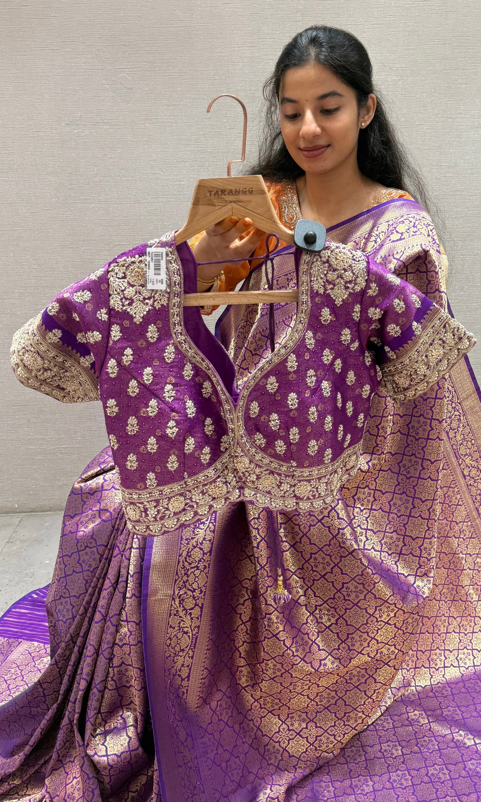 Purple saree with ready blouse