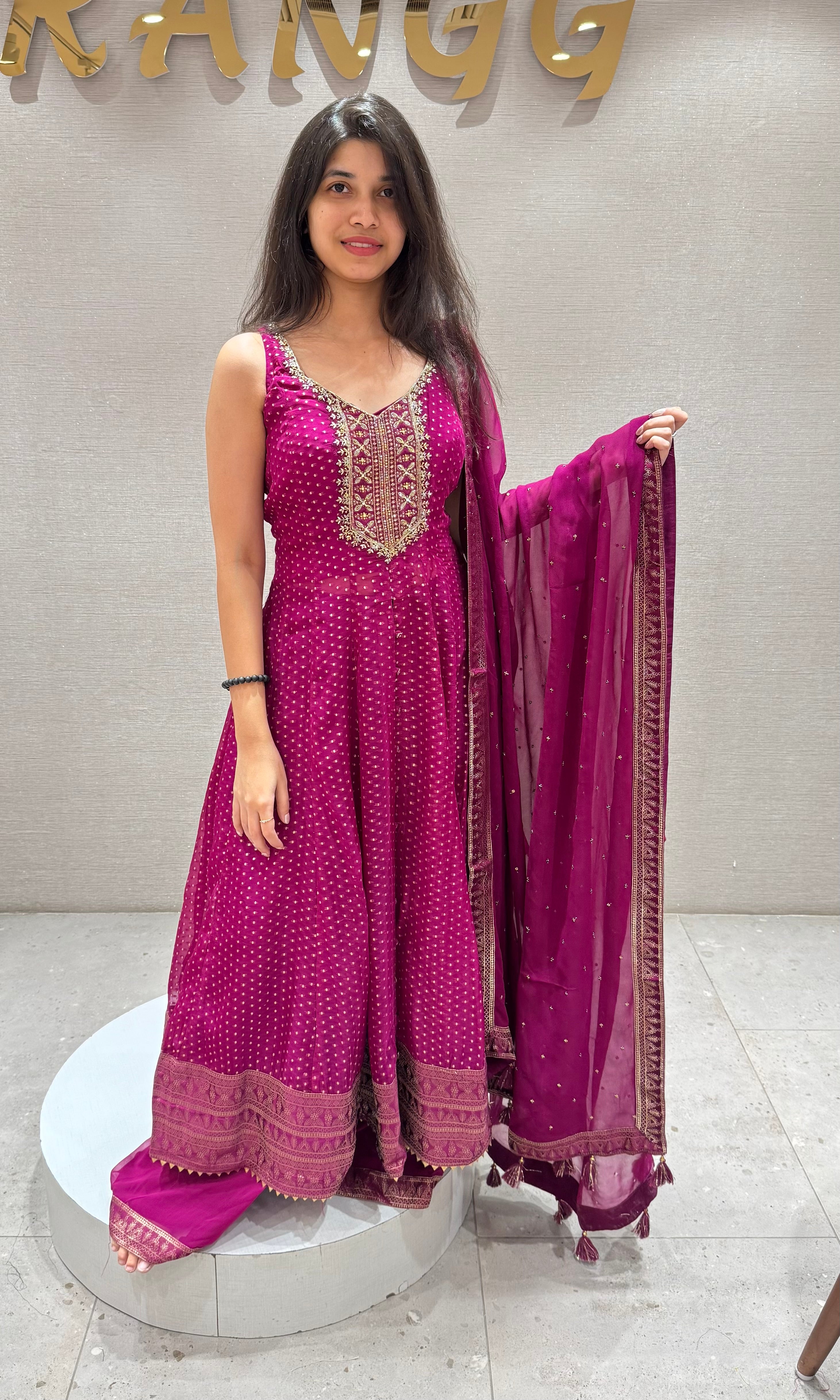 violet GOLDEN ENBROIDERED Anarkali